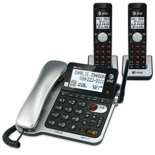 2 handset corded/cordless answering system with caller ID/call waiting - view 1