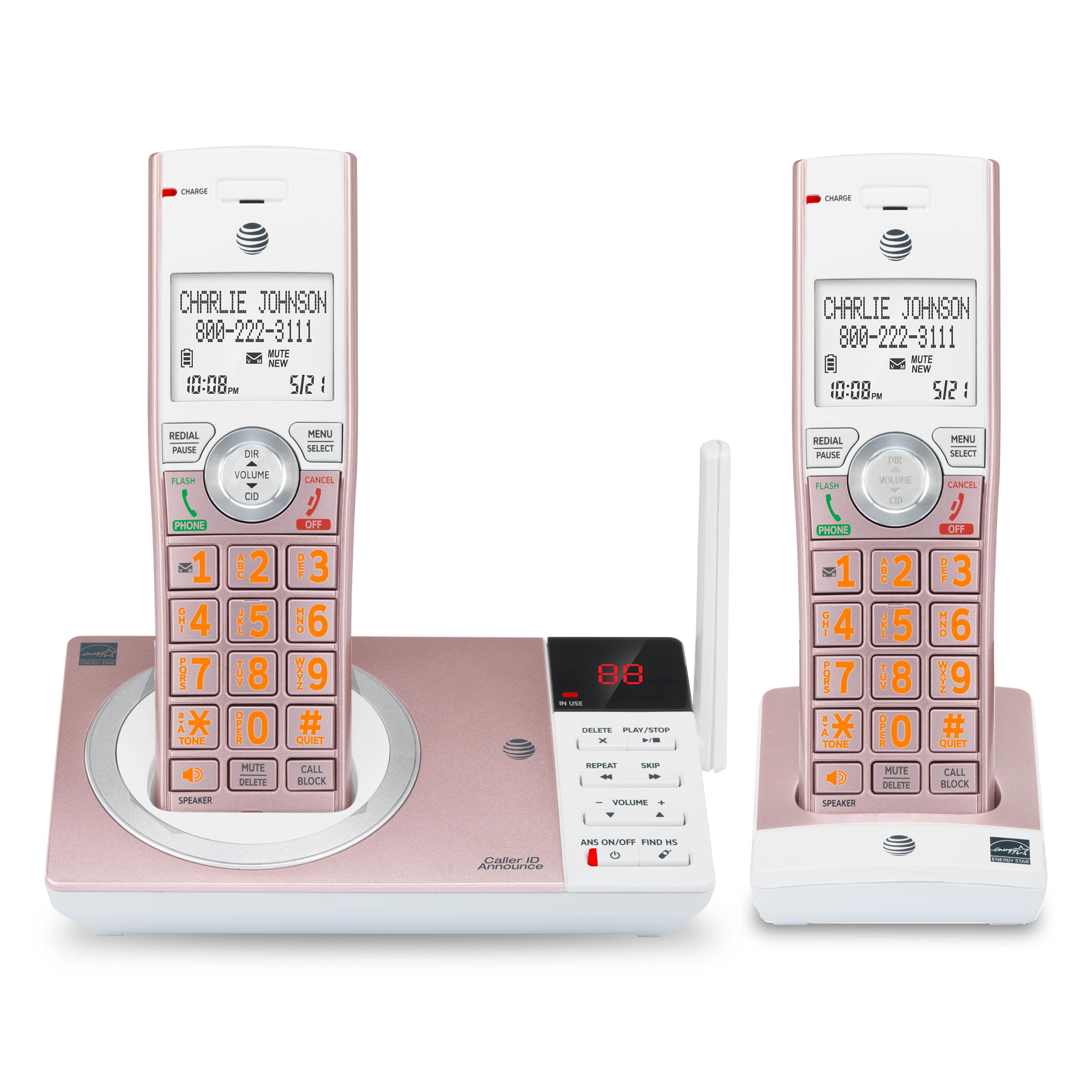 2 handset cordless answering system with smart call blocker - view 1