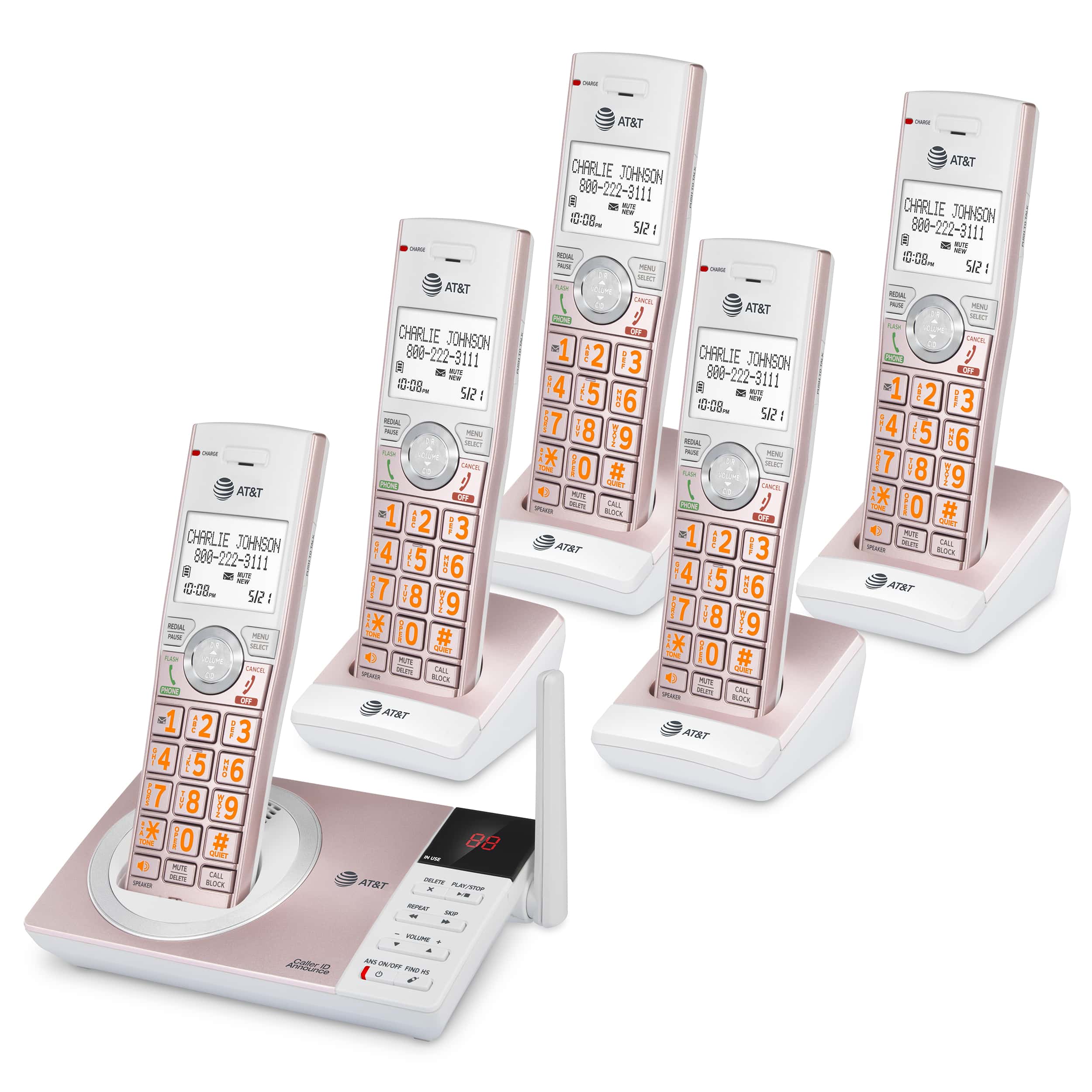 5 handset cordless answering system with smart call blocker - view 3