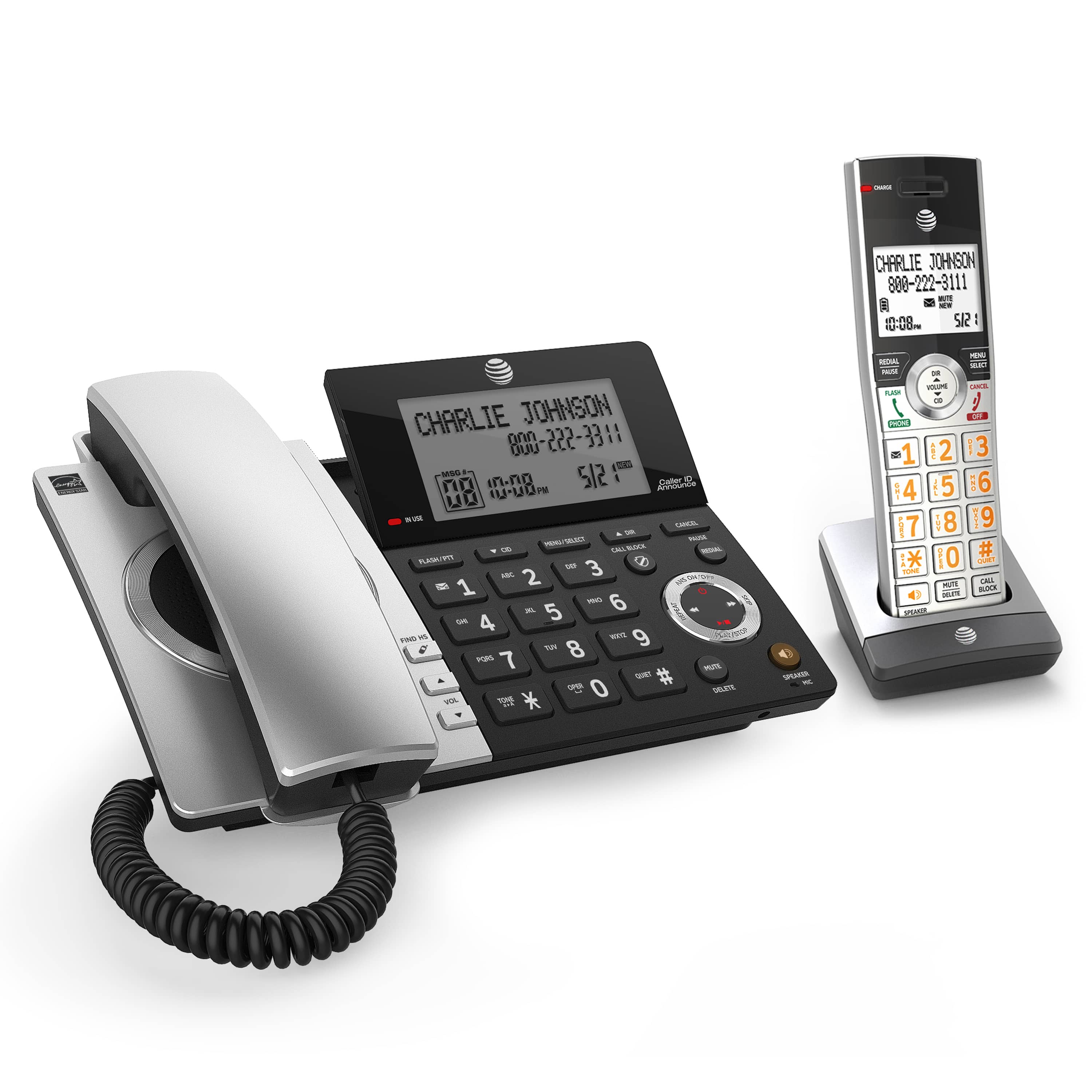 Corded/cordless answering system with smart call blocker - view 2