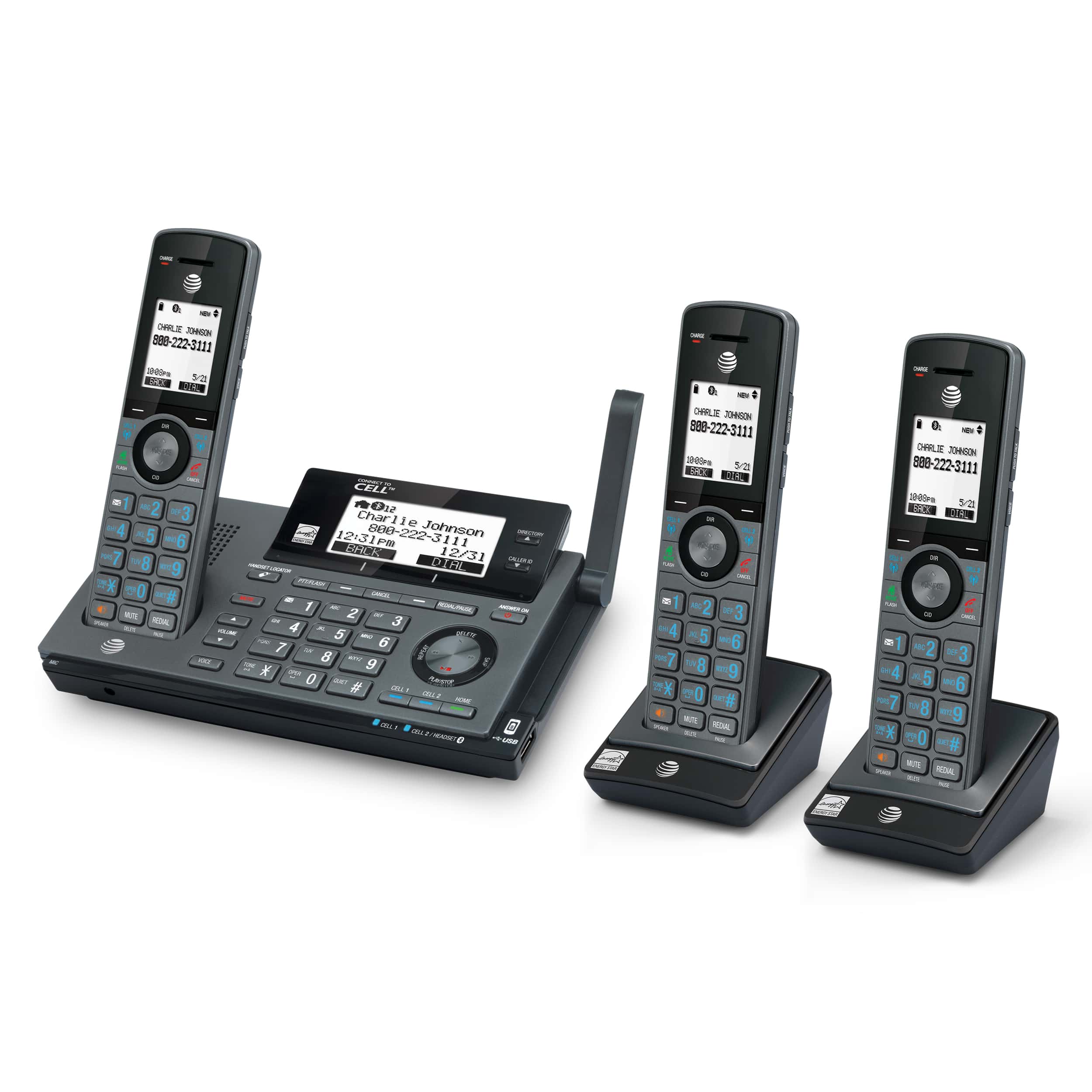 3 handset Connect to Cell™ phone system with smart call blocker - view 3