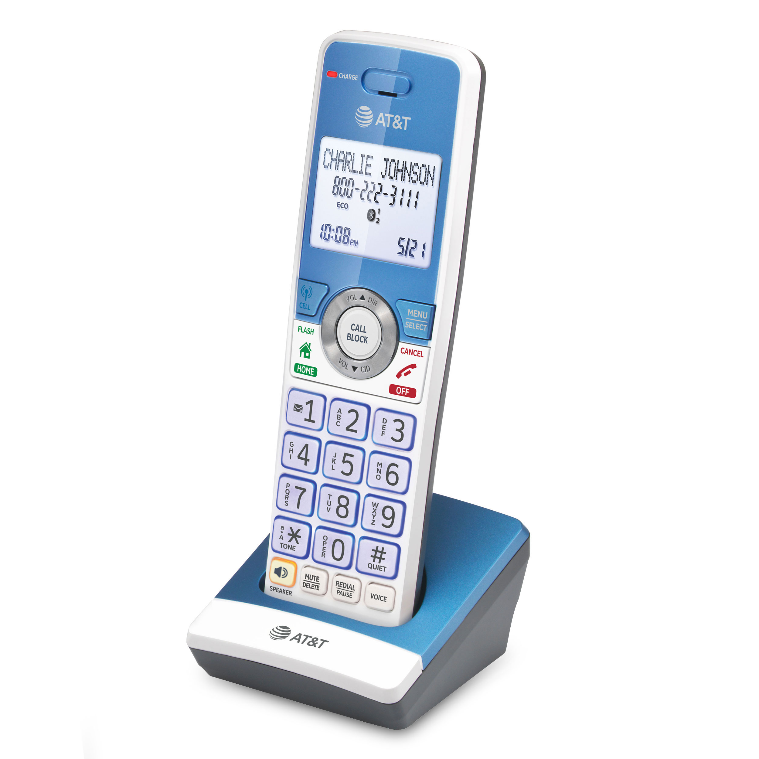 Accessory Handset with Unsurpassed Range, Bluetooth Connect to Cell, and Smart Call Blocker (Blue) - view 3