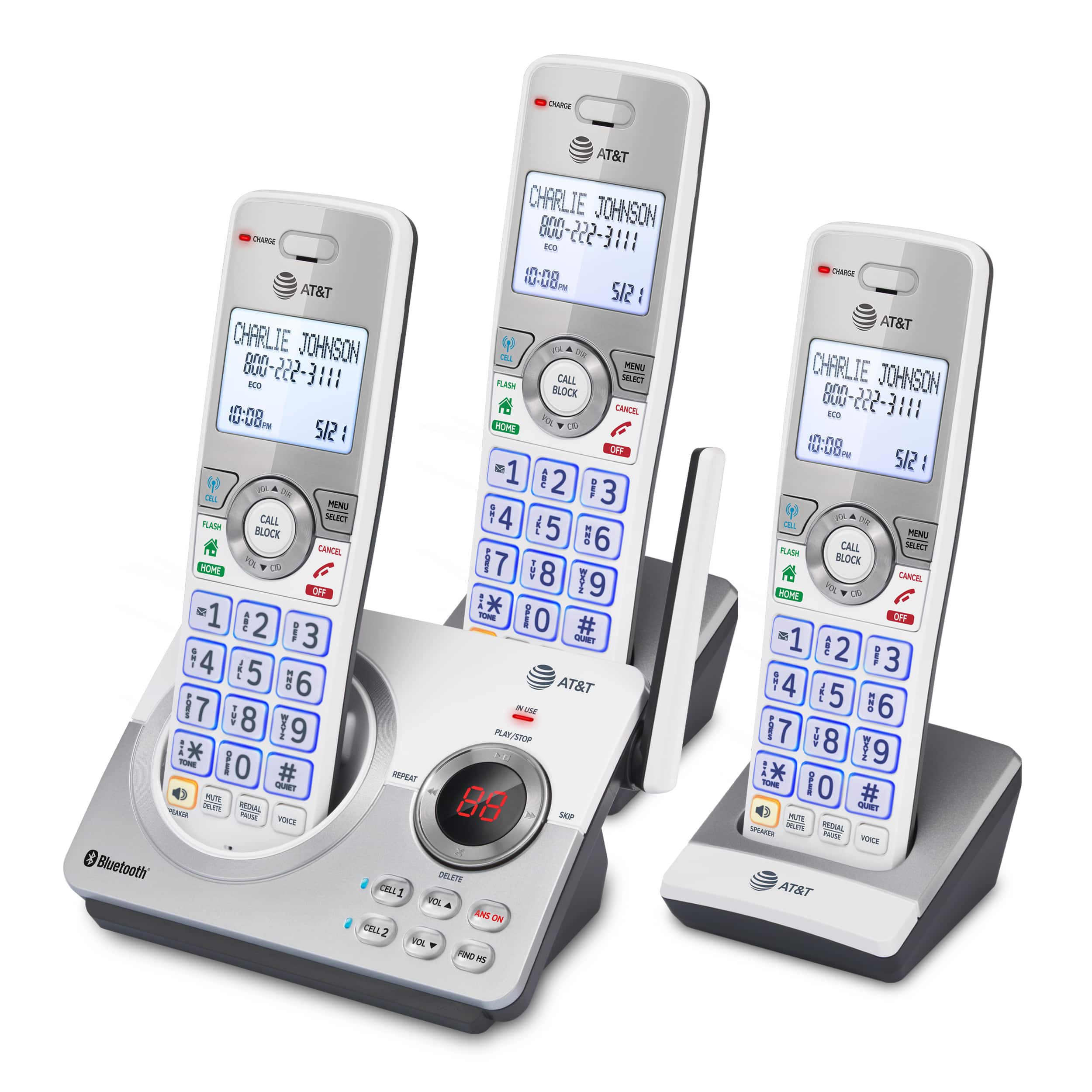 3-Handset Expandable Cordless Phone with Unsurpassed Range, Bluetooth Connect to Cell™, Smart Call Blocker and Answering System - view 3