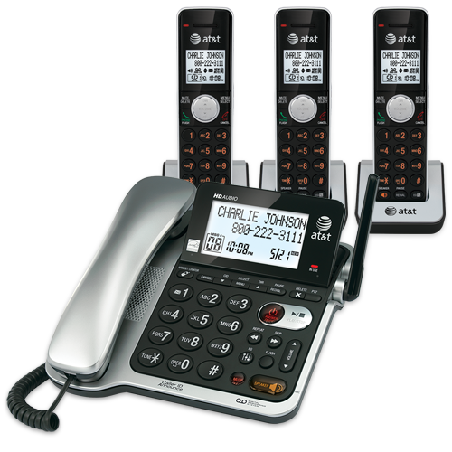 3 handset corded/cordless answering system with caller ID/call waiting - view 1