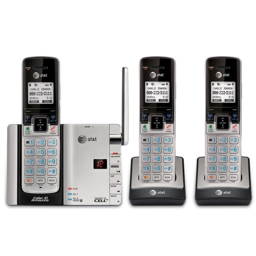 Renewed Silver/Black Answering System and Base Speakerphone AT&T TL96273 DECT 6.0 Expandable Cordless Phone with Bluetooth Connect to Cell 2 Handsets 