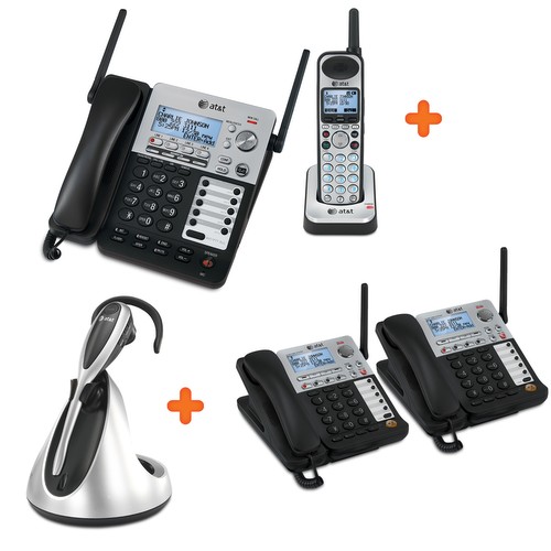 At T Sb67138 Synj Expandable 4 Line Corded Cordless Small Business Phone System Black Silver Sb67138 Best Buy