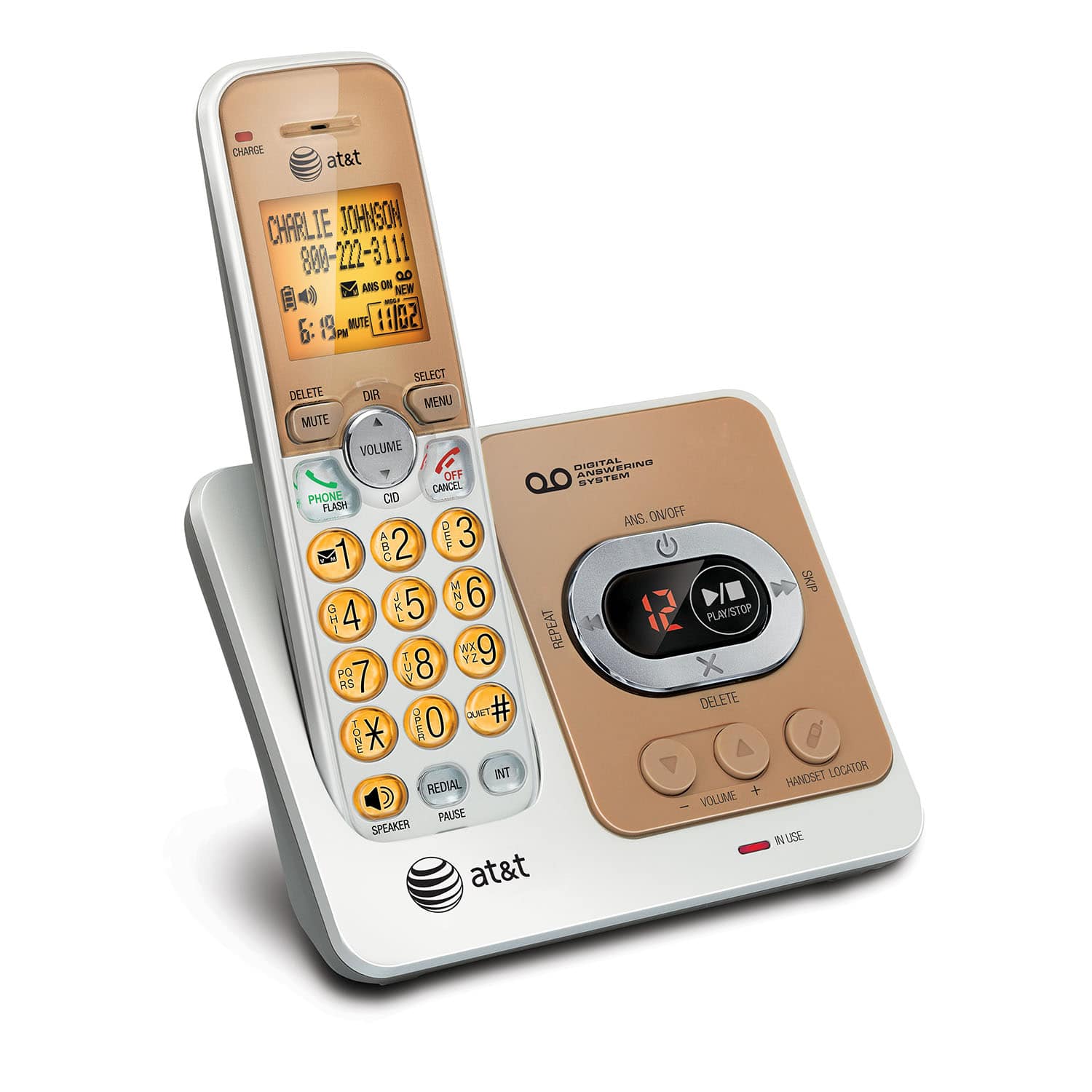 5 handset cordless answering system with caller ID/call waiting - view 2