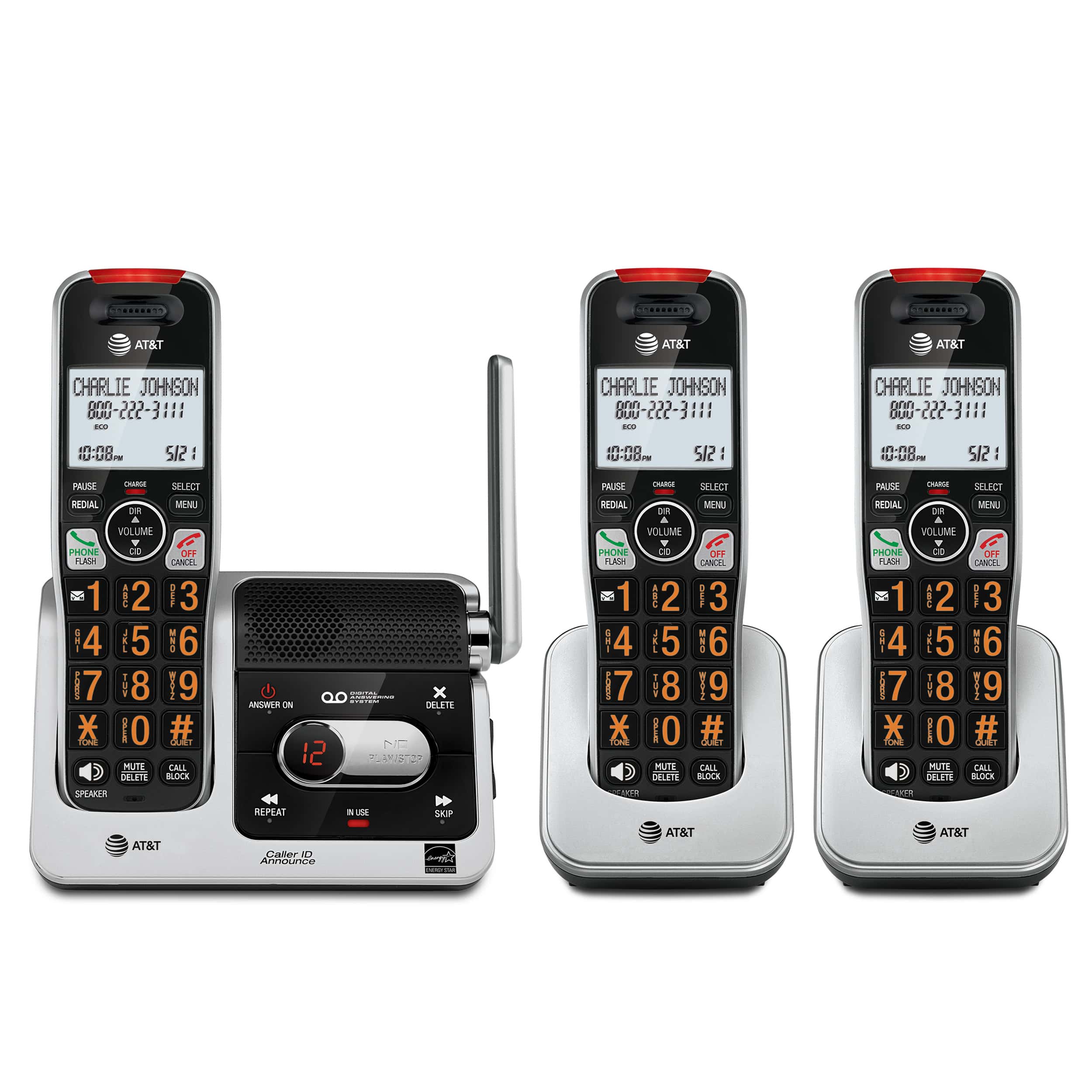 3-Handset Cordless Phone with Unsurpassed Range, Smart Call Blocker and Answering System - view 1