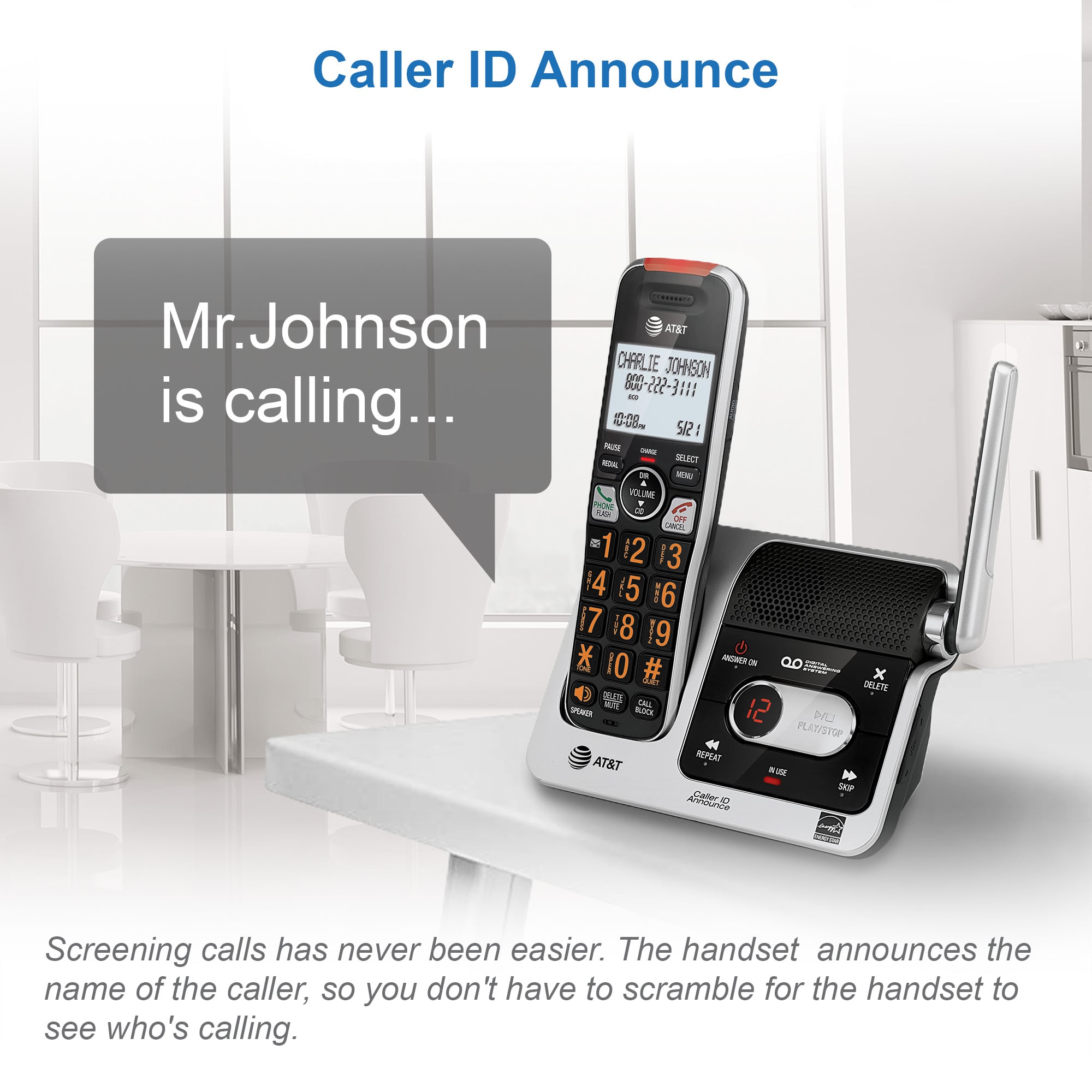 3-Handset Cordless Phone with Unsurpassed Range, Smart Call Blocker and Answering System - view 6