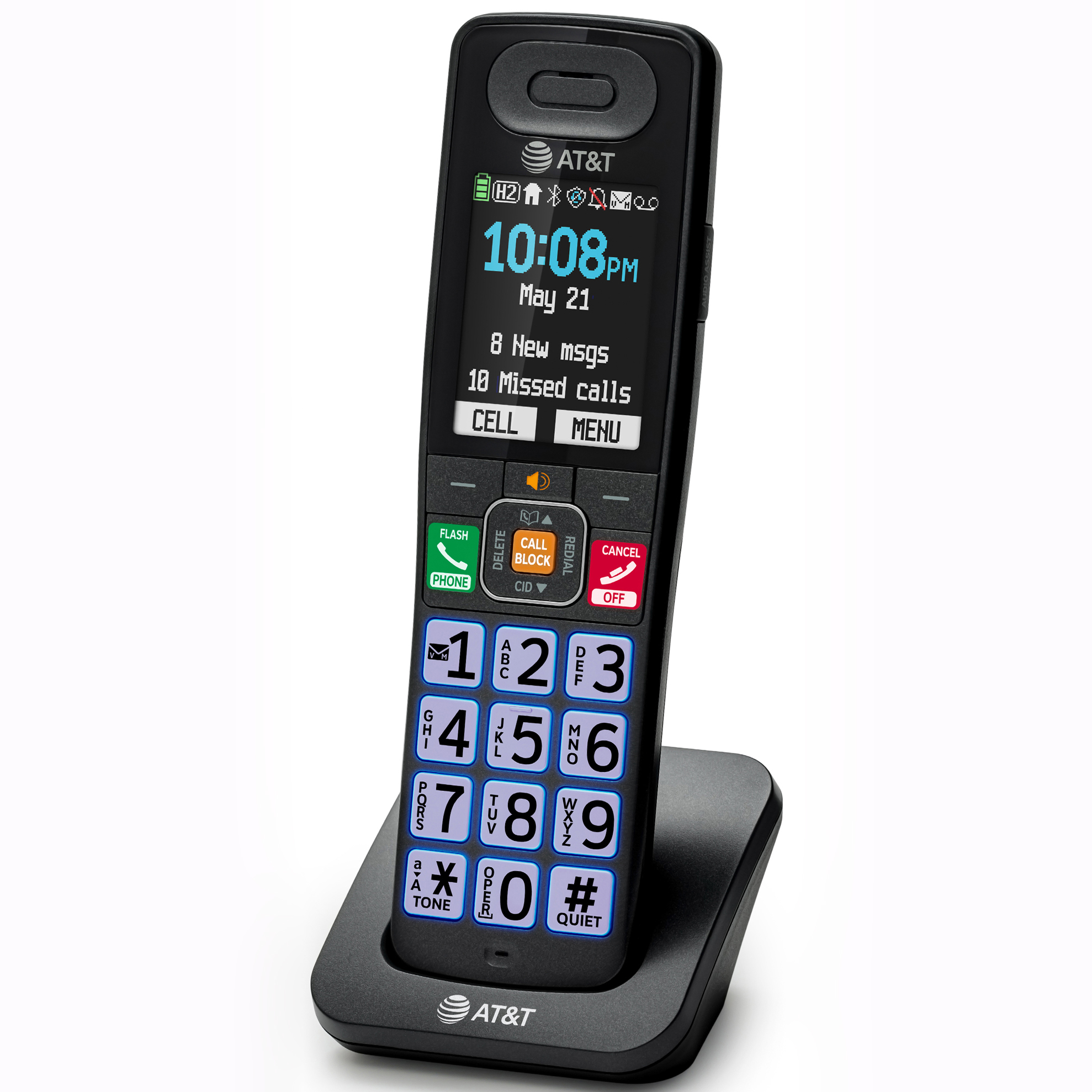 AT&T BL108-0 Accessory Handset BL108-X Phone with Smart Call Blocker, Bluetooth Connect to Cell, 2.36