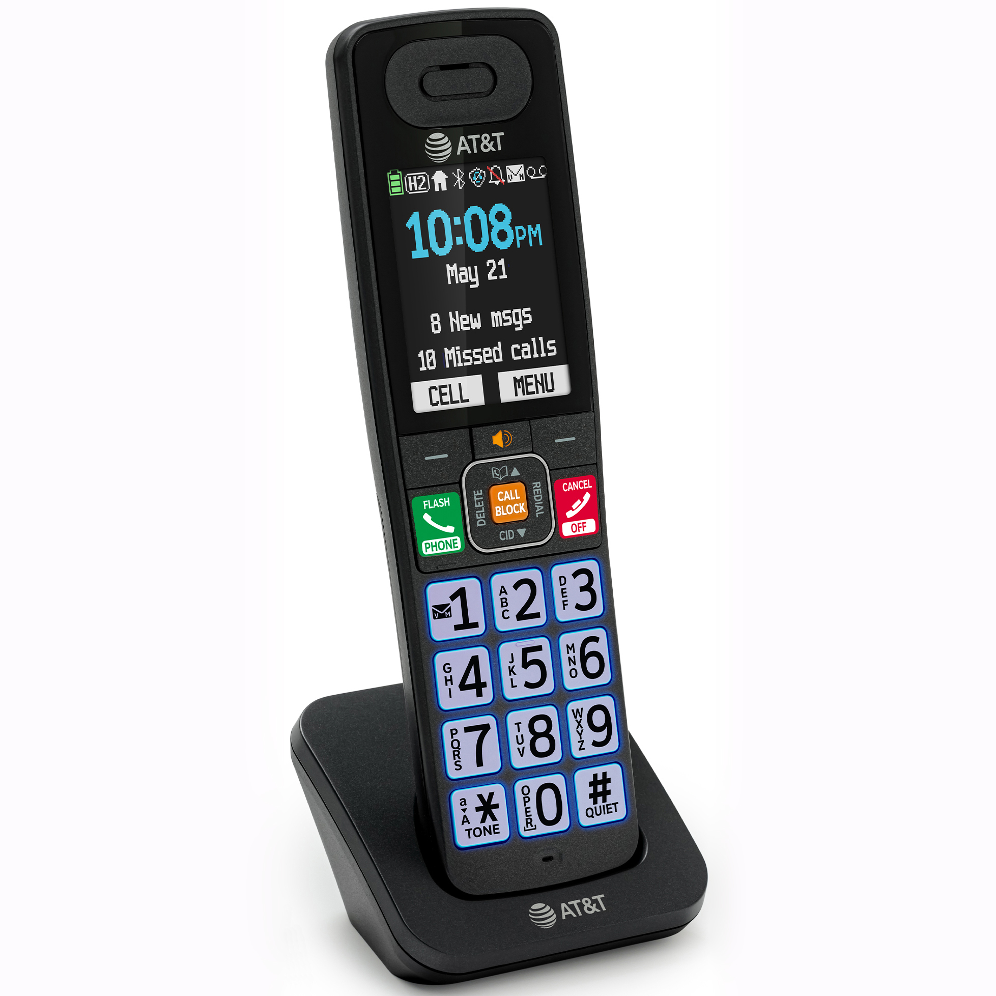 AT&T BL108-0 Accessory Handset BL108-X Phone with Smart Call Blocker, Bluetooth Connect to Cell, 2.36