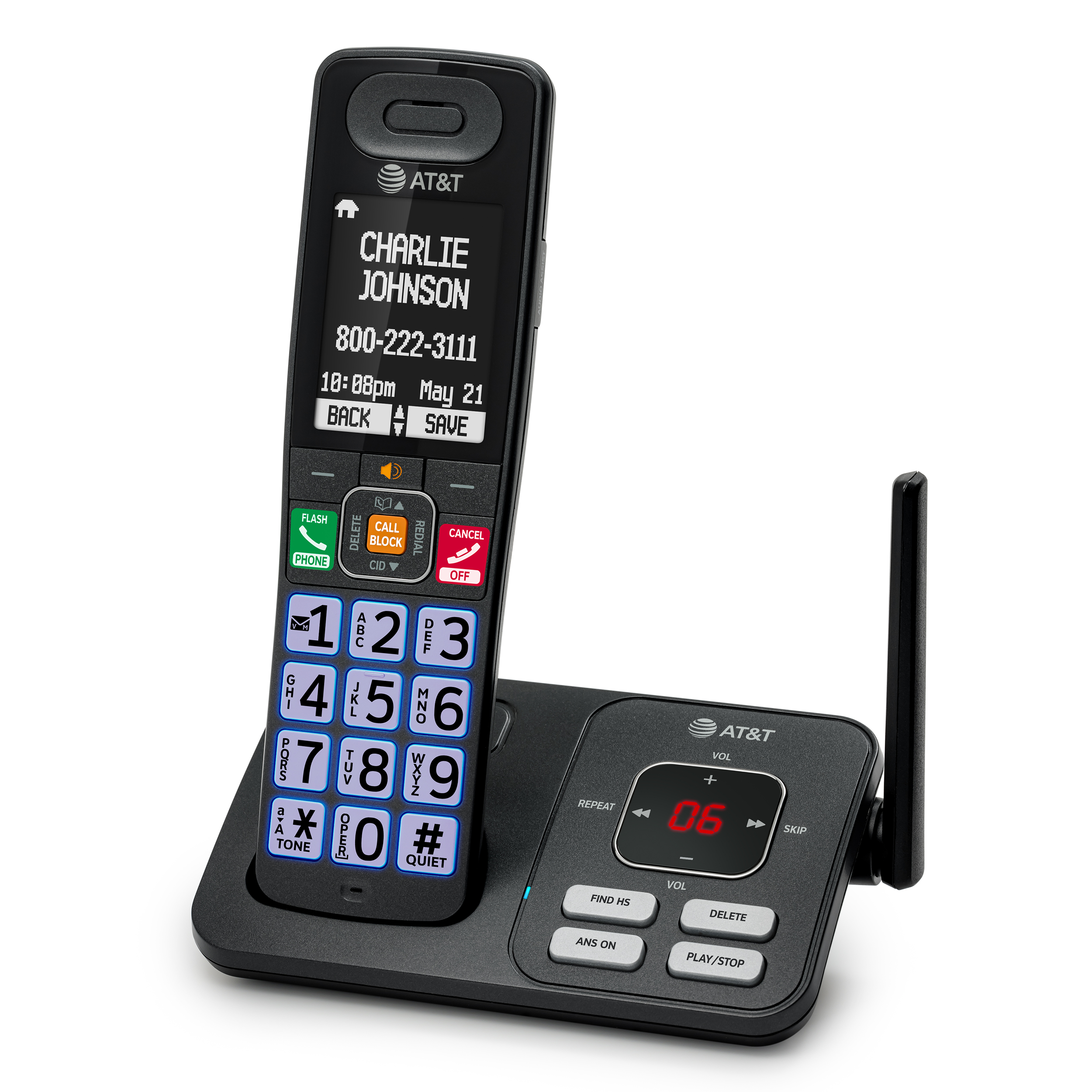 Expandable Cordless Phone with Smart Call Blocker, Bluetooth Connect to Cell, Big Buttons with Lighted Keypad, Digital Answering System - view 3