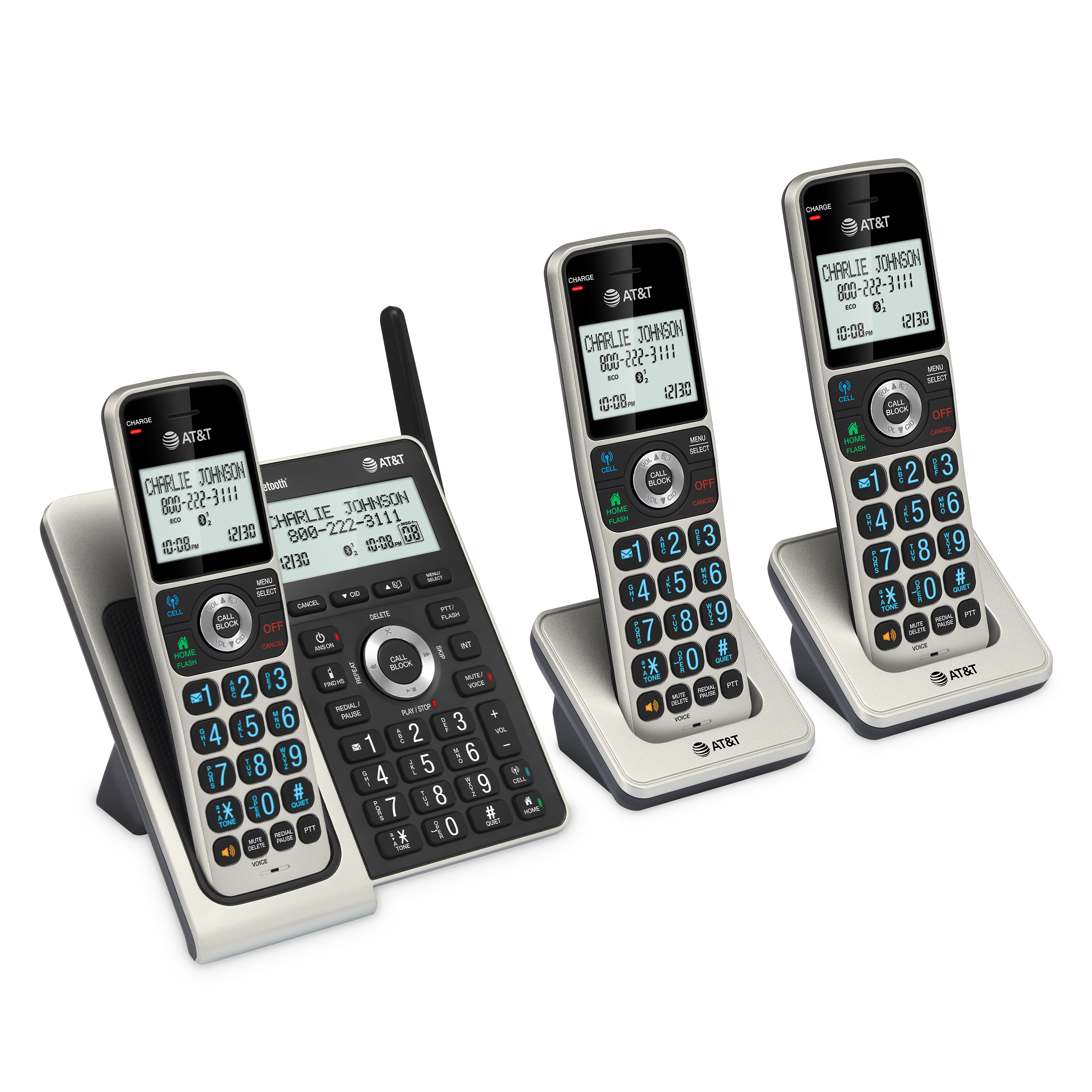 AT&T 3-Handset Unsurpassed Range  Cordless Phone with Bluetooth Connect to Cell™, Smart Call Blocker and Answering System, BL3107-3  (Titanium & Black) - view 14