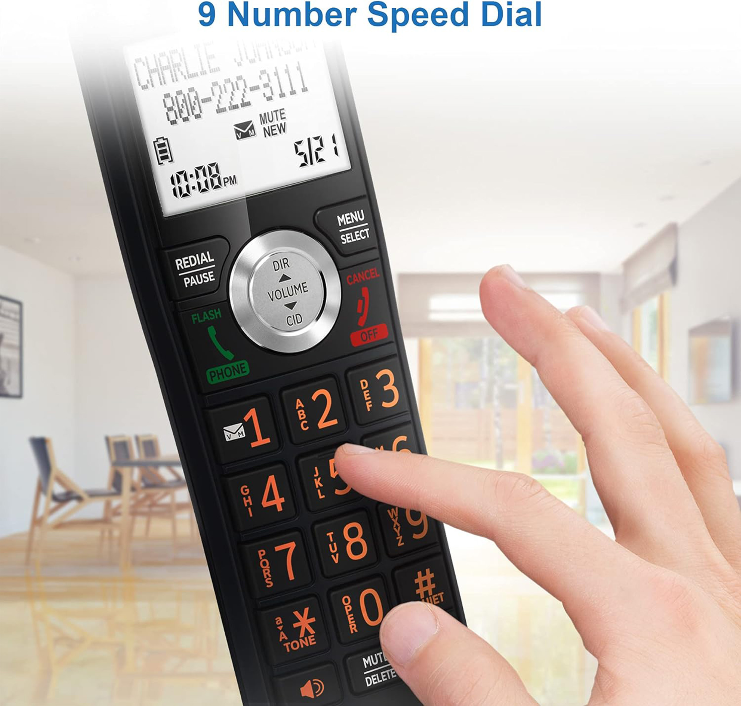 1-Handset Expandable Cordless Phone with Unsurpassed Range, Smart Call Blocker and Answering System - view 9