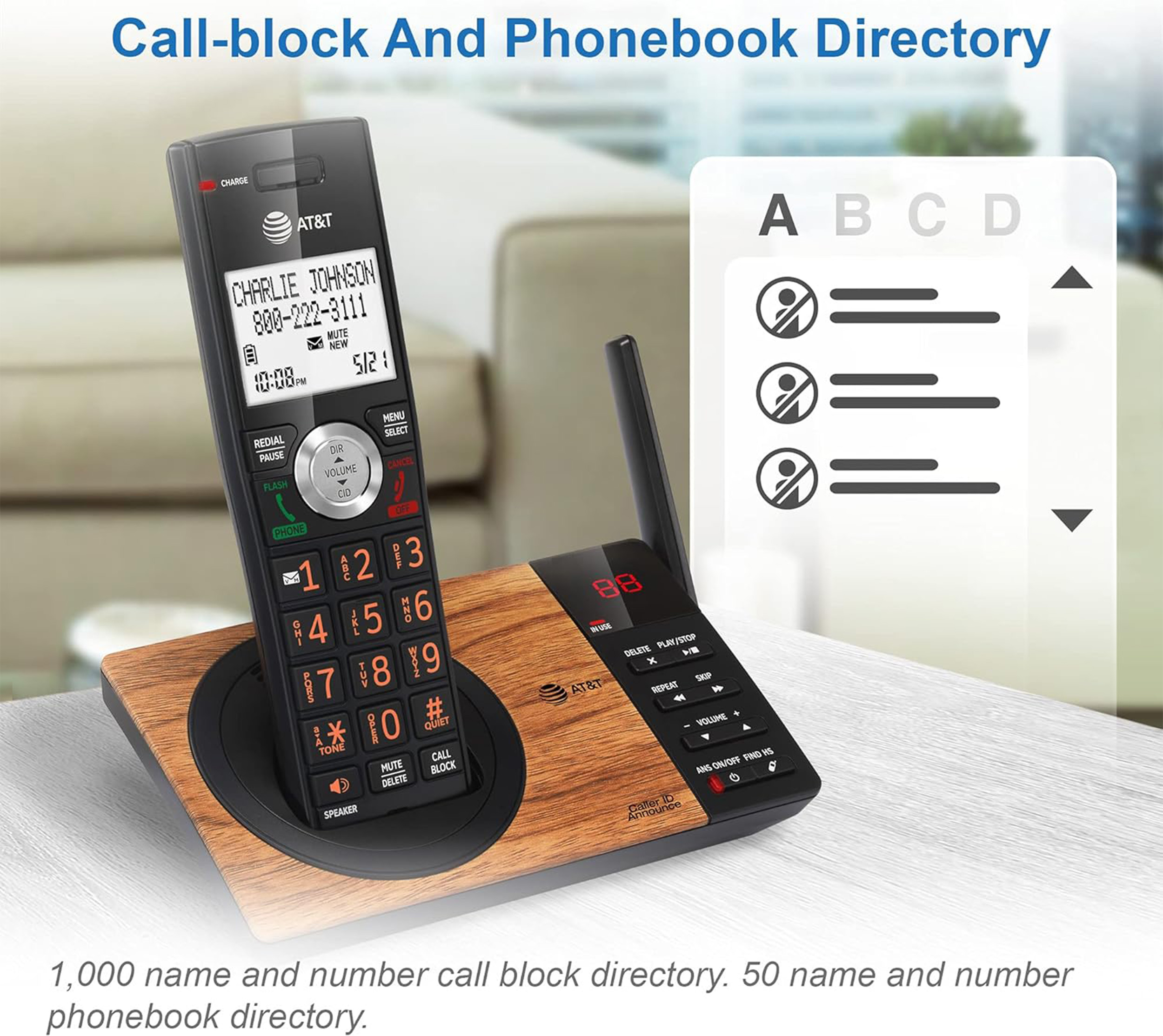1-Handset Expandable Cordless Phone with Unsurpassed Range, Smart Call Blocker and Answering System - view 5