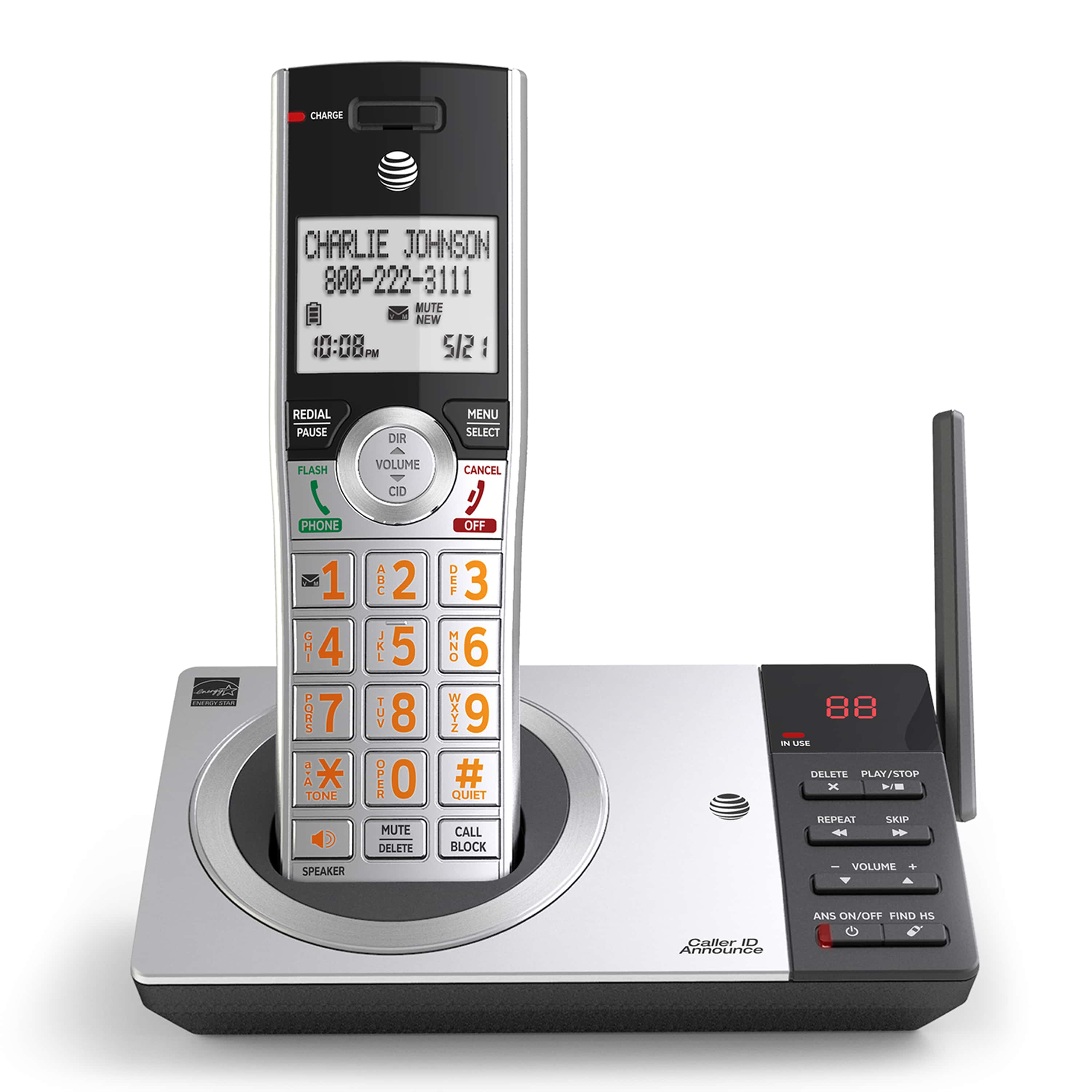 at&t 9450 900 mhz cordless phone main basae with answering machine 