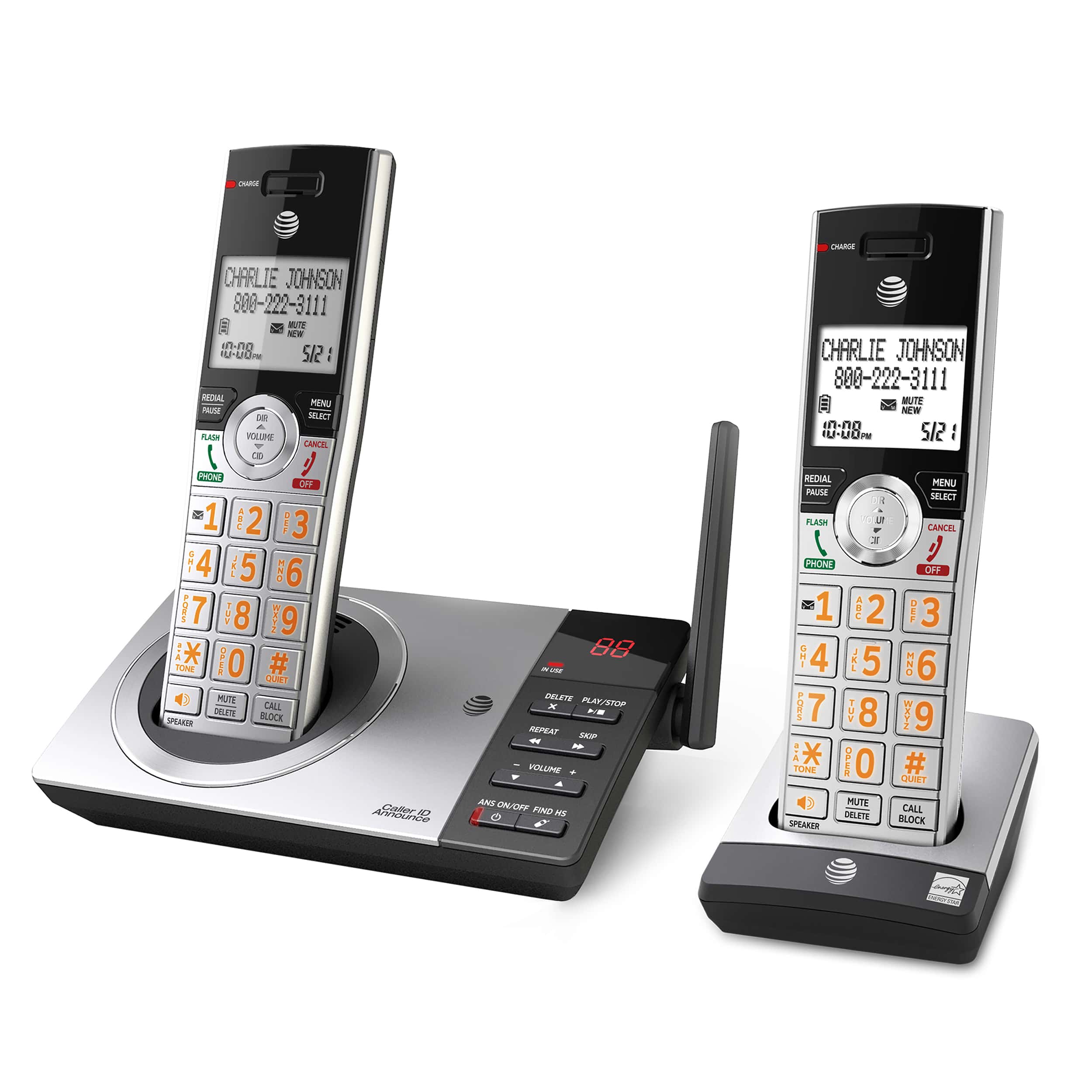 2 handset cordless answering system with smart call blocker - view 2
