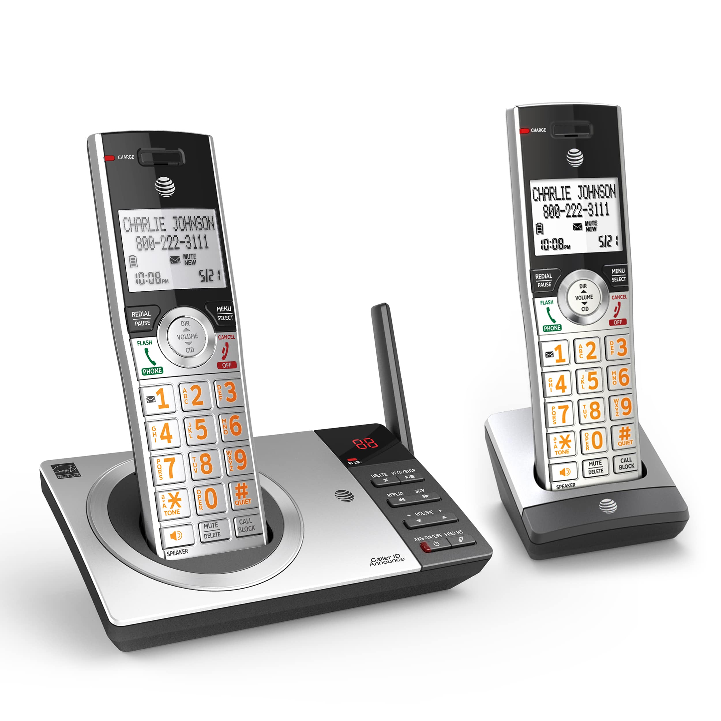 2 handset cordless answering system with smart call blocker - view 3