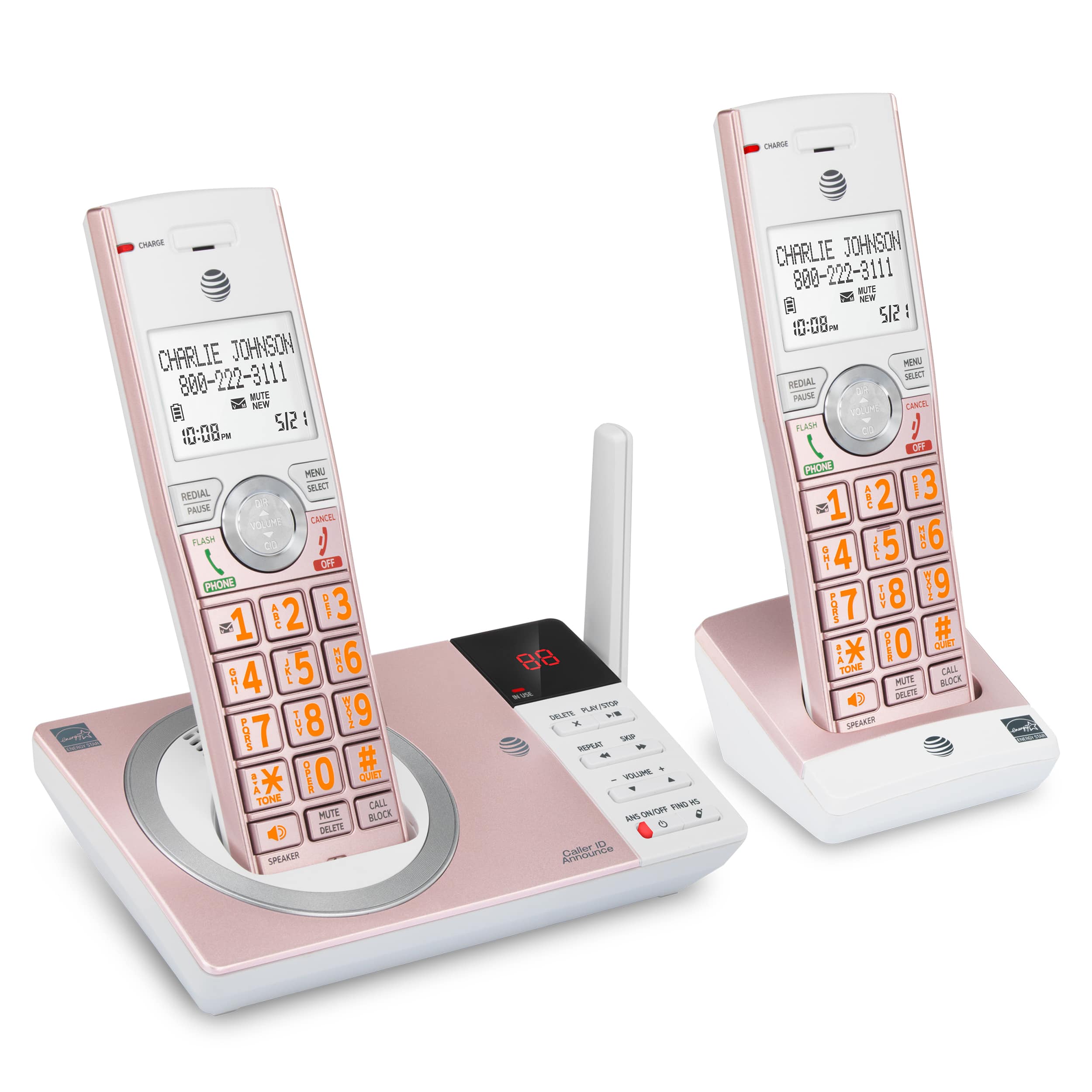2 handset cordless answering system with smart call blocker - view 3