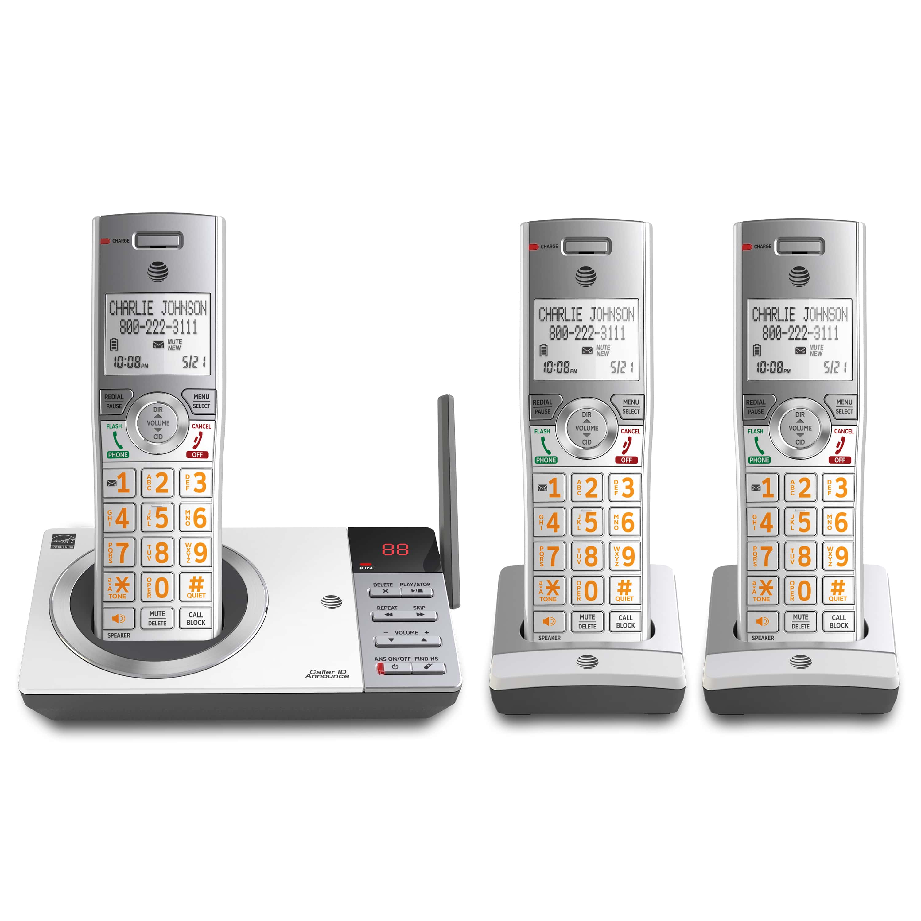 3 handset cordless answering system with caller ID/call waiting - view 1