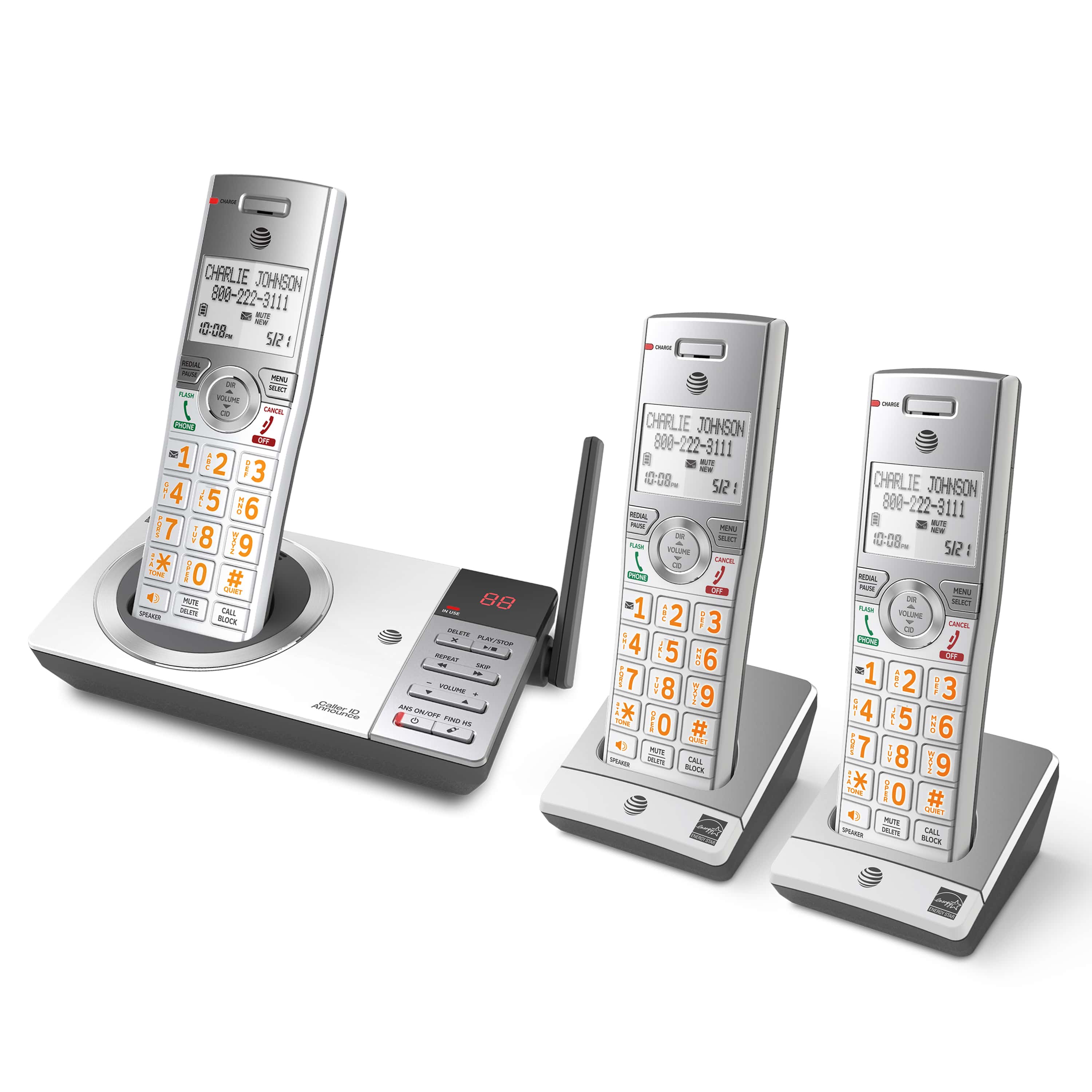 3 handset cordless answering system with caller ID/call waiting - view 3