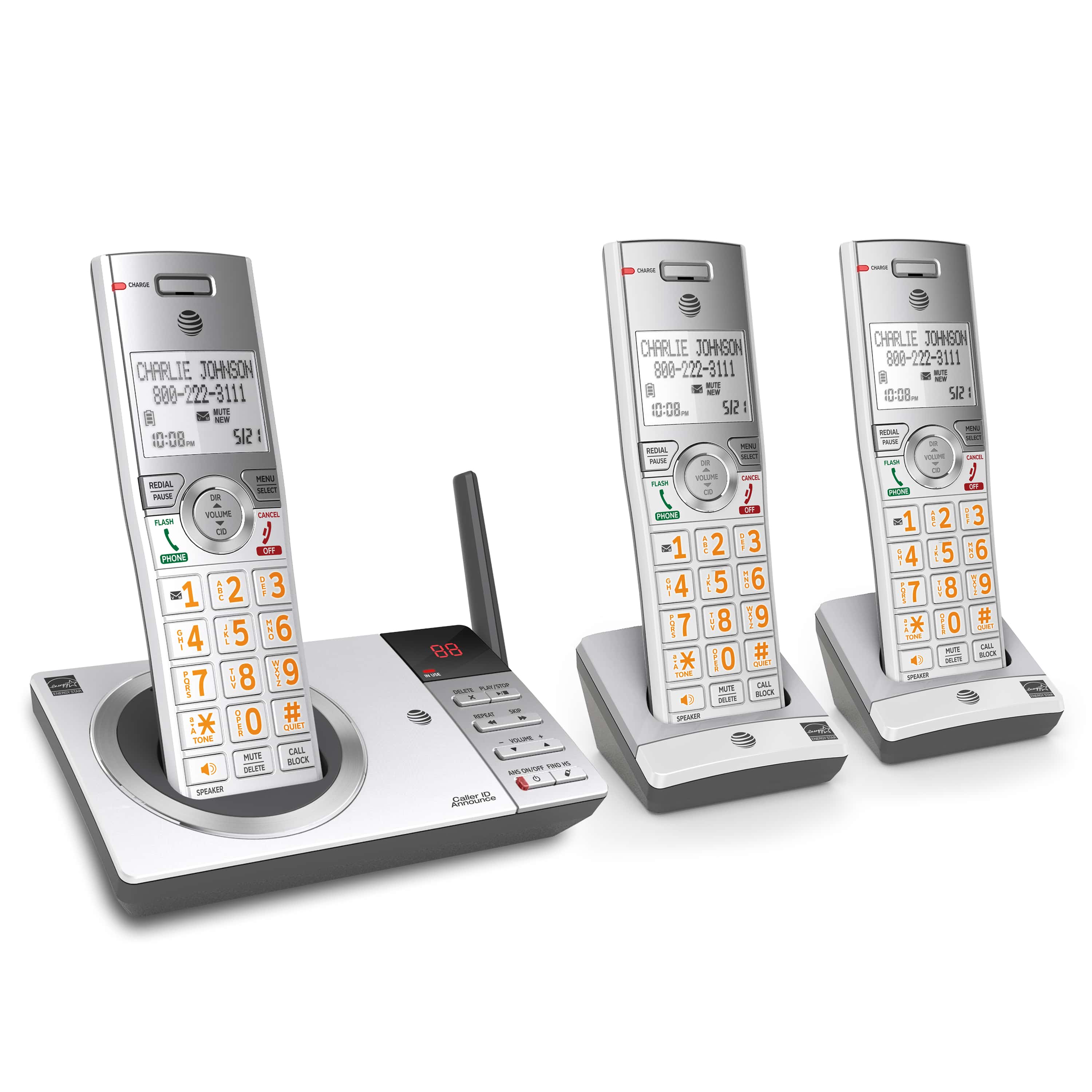 3 handset cordless answering system with caller ID/call waiting - view 2