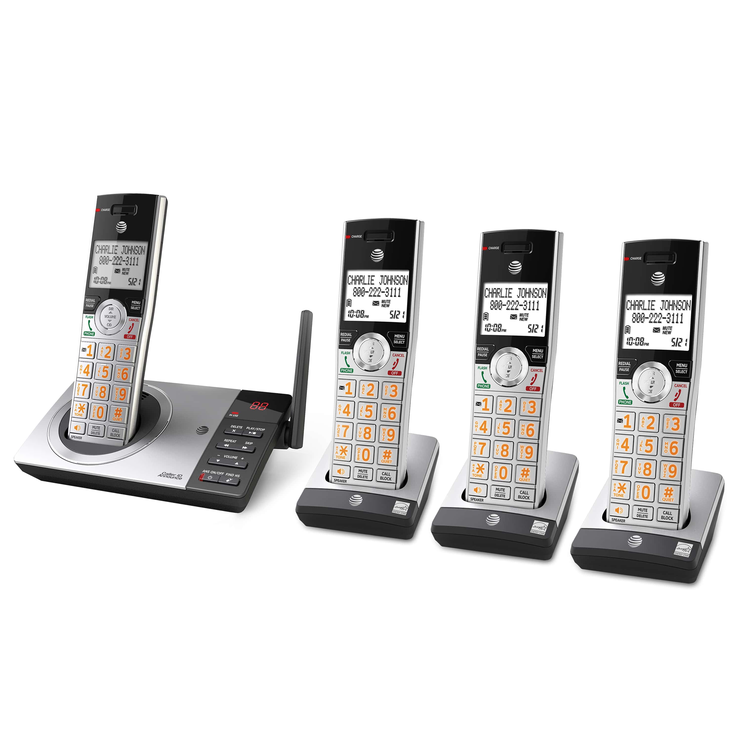 4 handset cordless answering system with smart call blocker - view 2