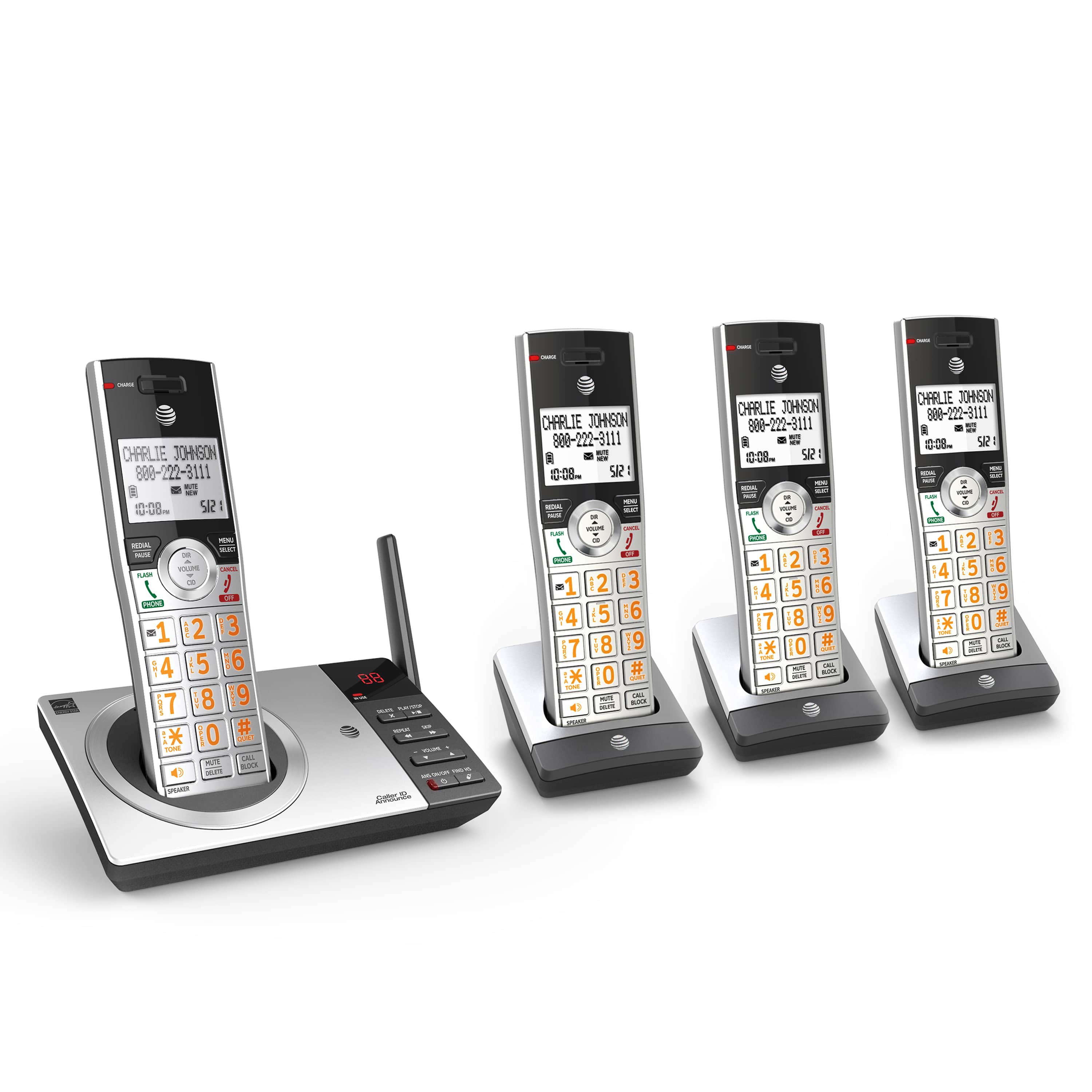 4 handset cordless answering system with smart call blocker - view 3