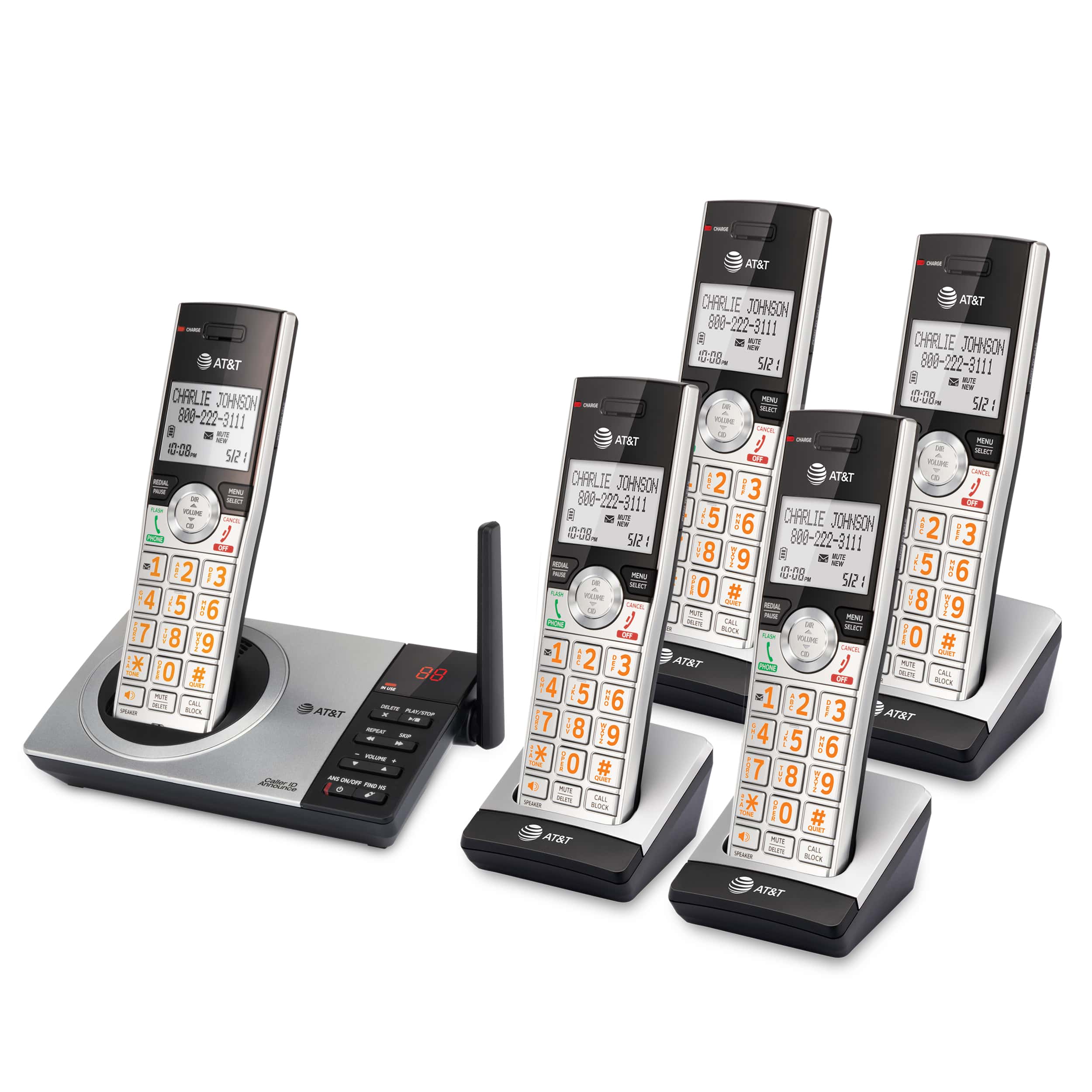 5 handset cordless answering system with smart call blocker - view 2