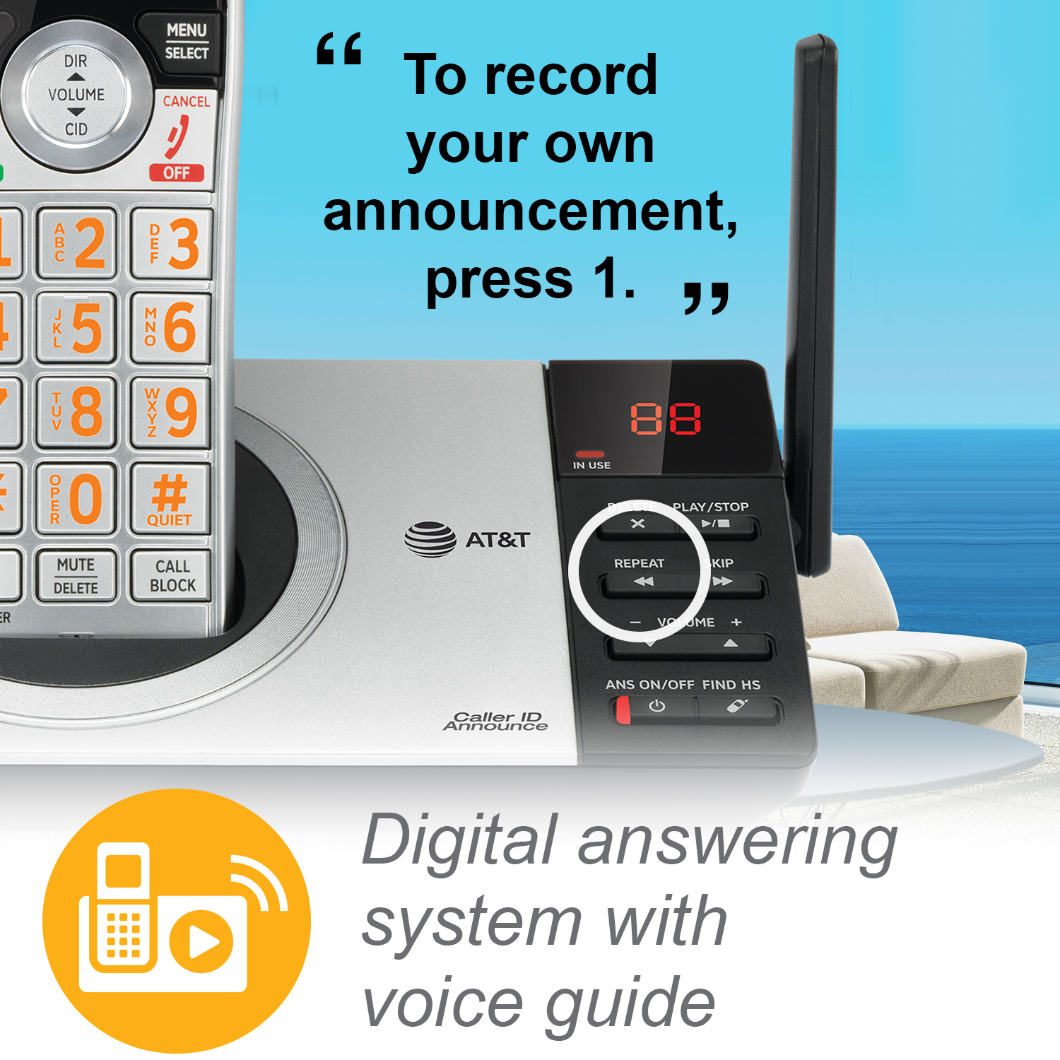 4 handset cordless answering system with smart call blocker - view 8