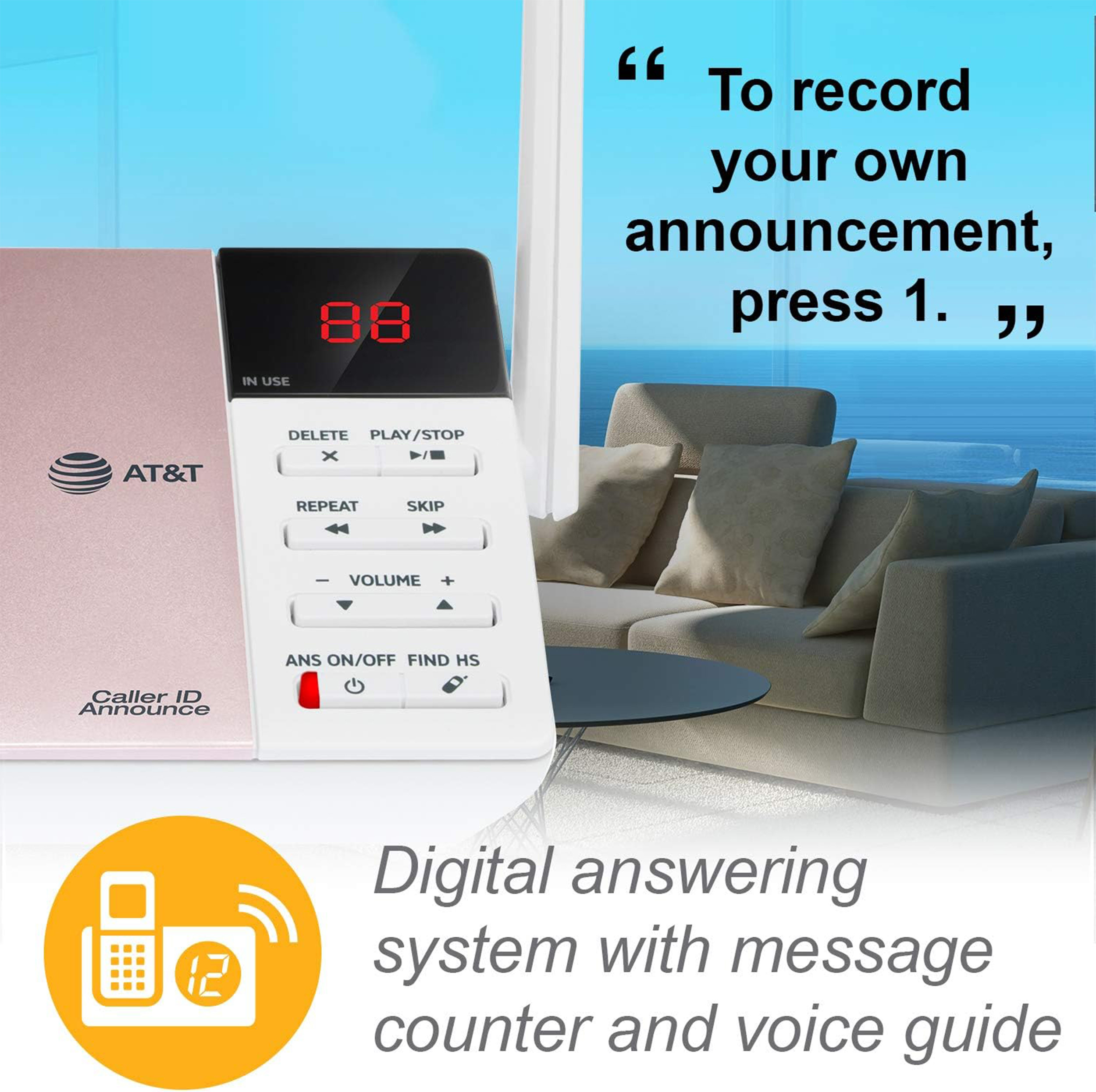 5 handset cordless answering system with smart call blocker - view 5