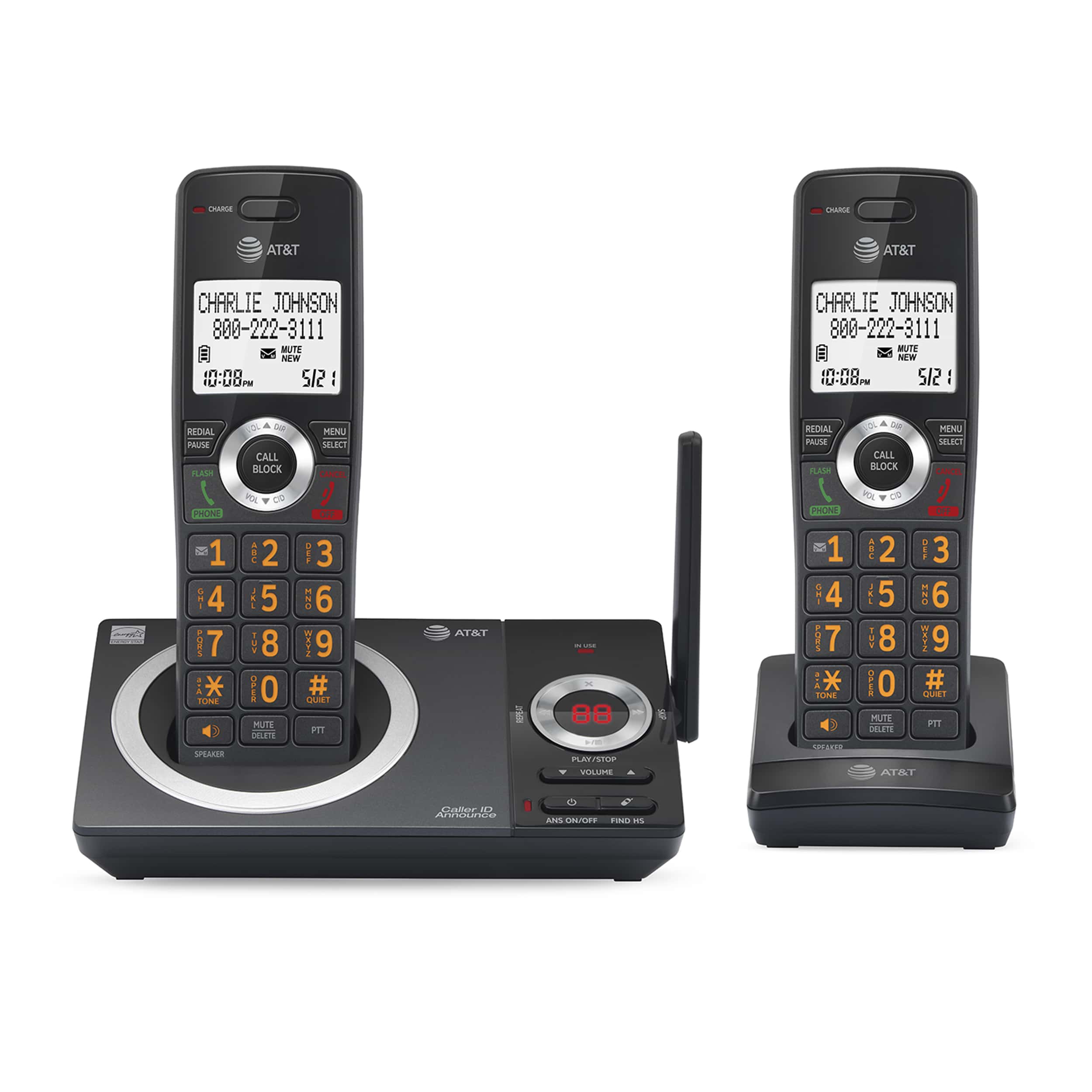 2-Handset Expandable Cordless Phone with Unsurpassed Range, Smart Call Blocker and Answering System - view 1