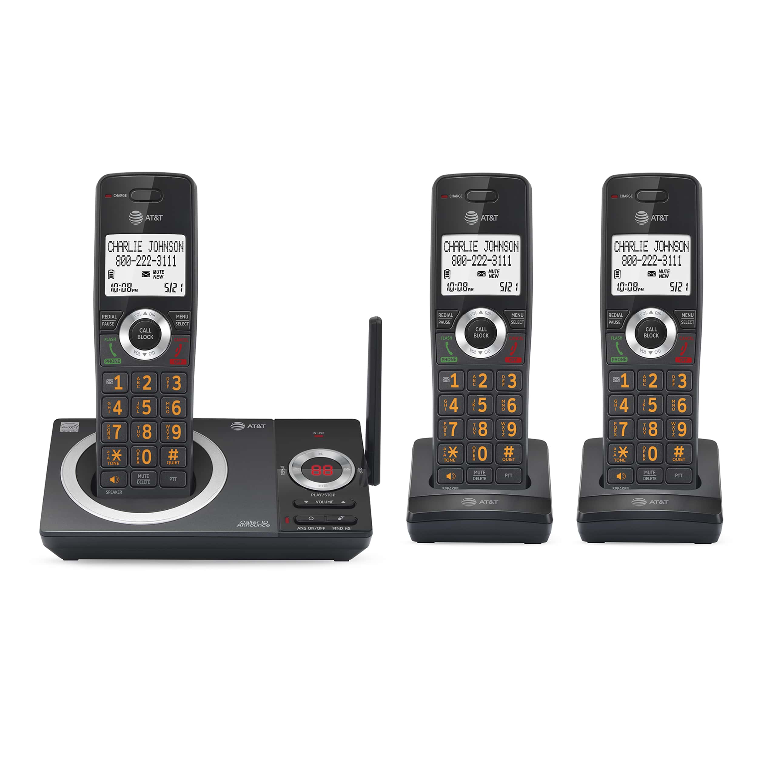 3-Handset Expandable Cordless Phone with Unsurpassed Range, Smart Call Blocker and Answering System - view 1
