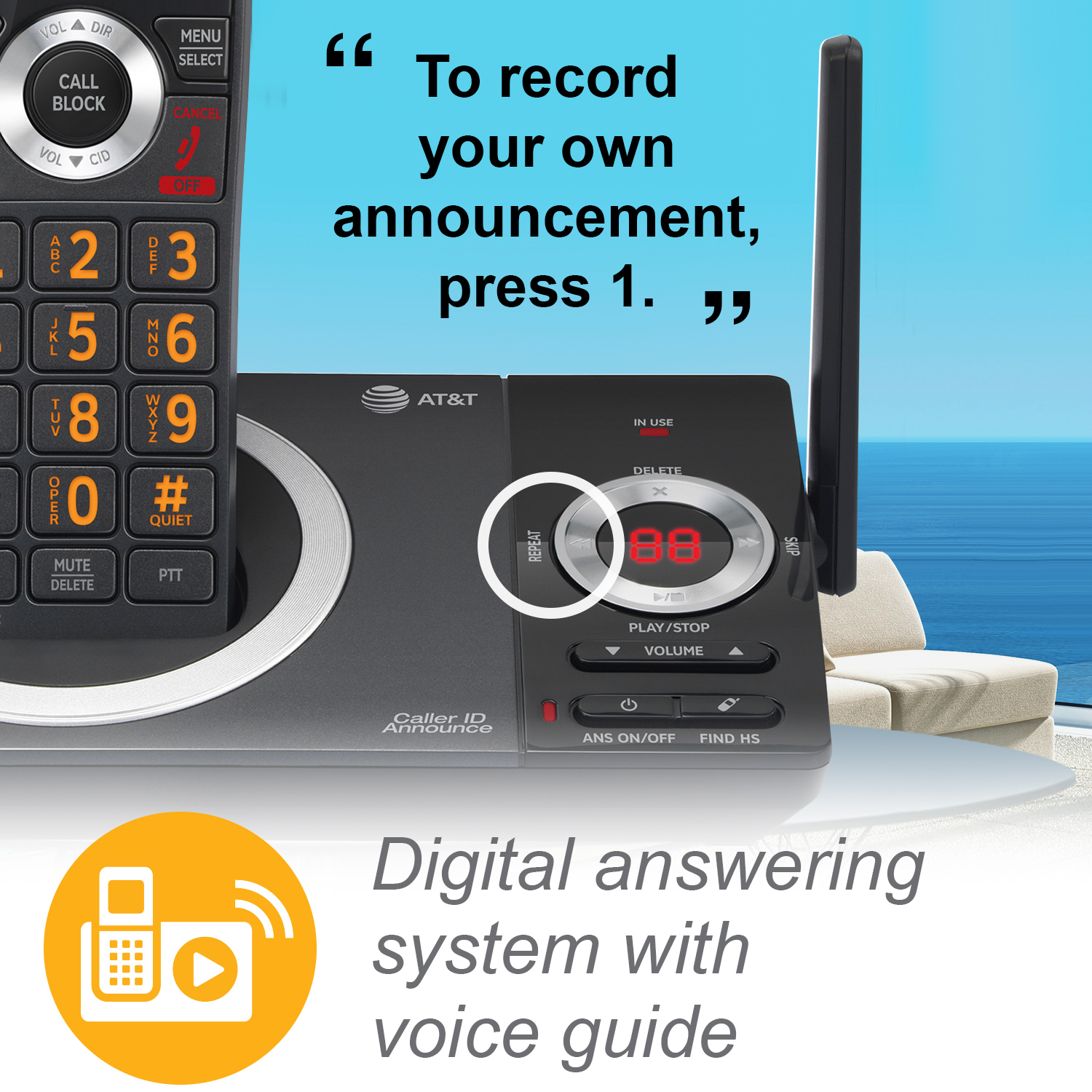 3-Handset Expandable Cordless Phone with Unsurpassed Range, Smart Call Blocker and Answering System - view 4