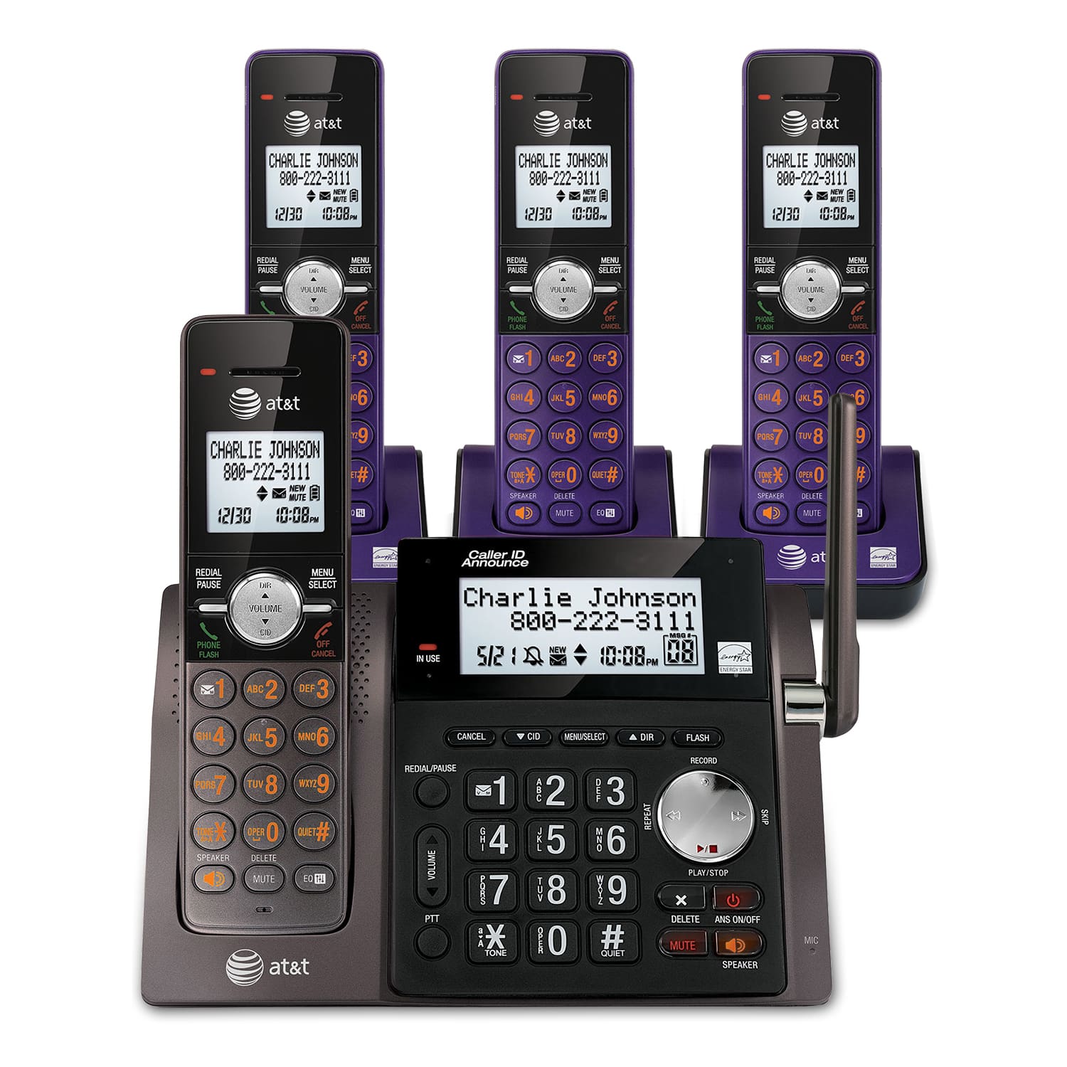 4 handset cordless answering system with caller ID/call waiting - view 1