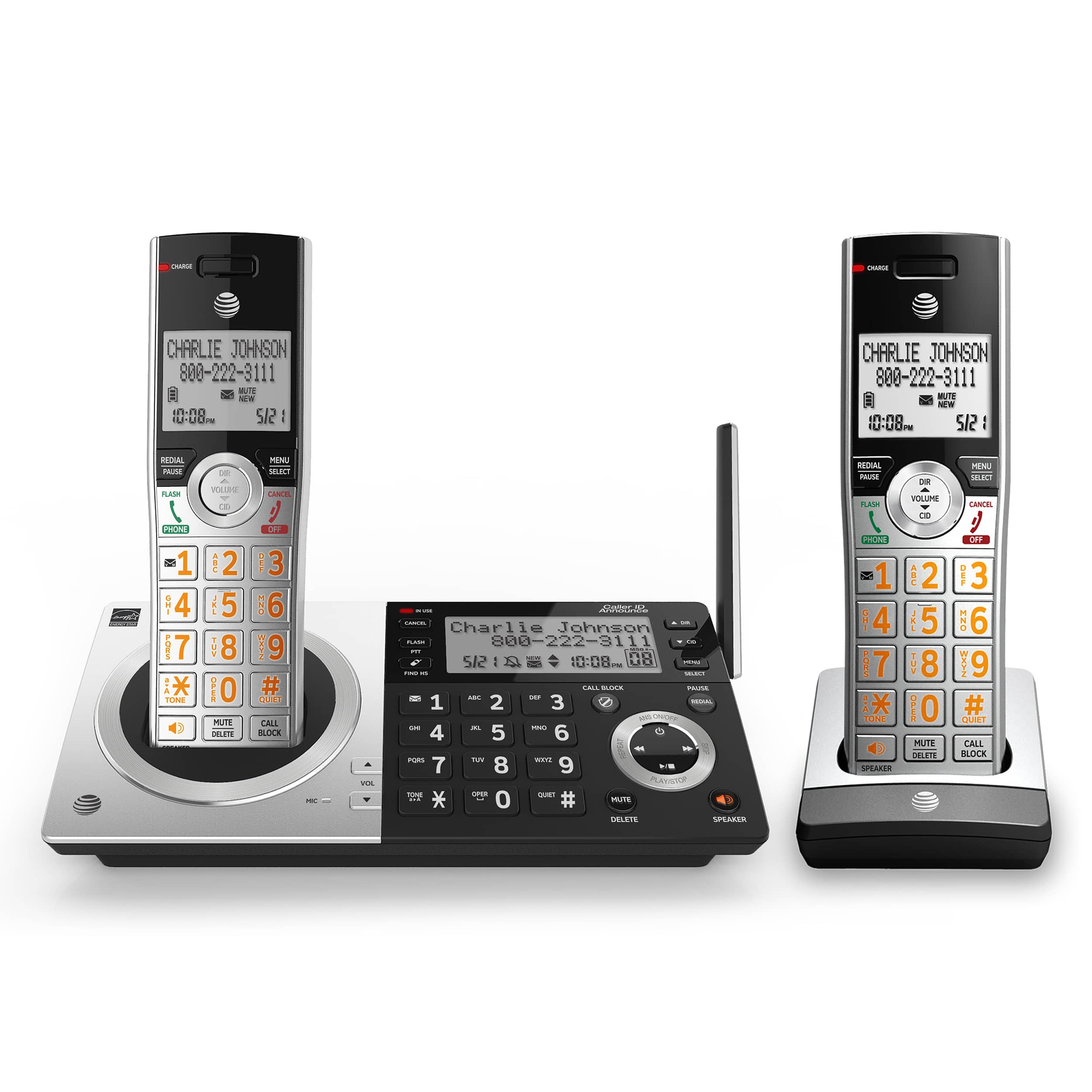 2 handset phone system with smart call blocker - view 1