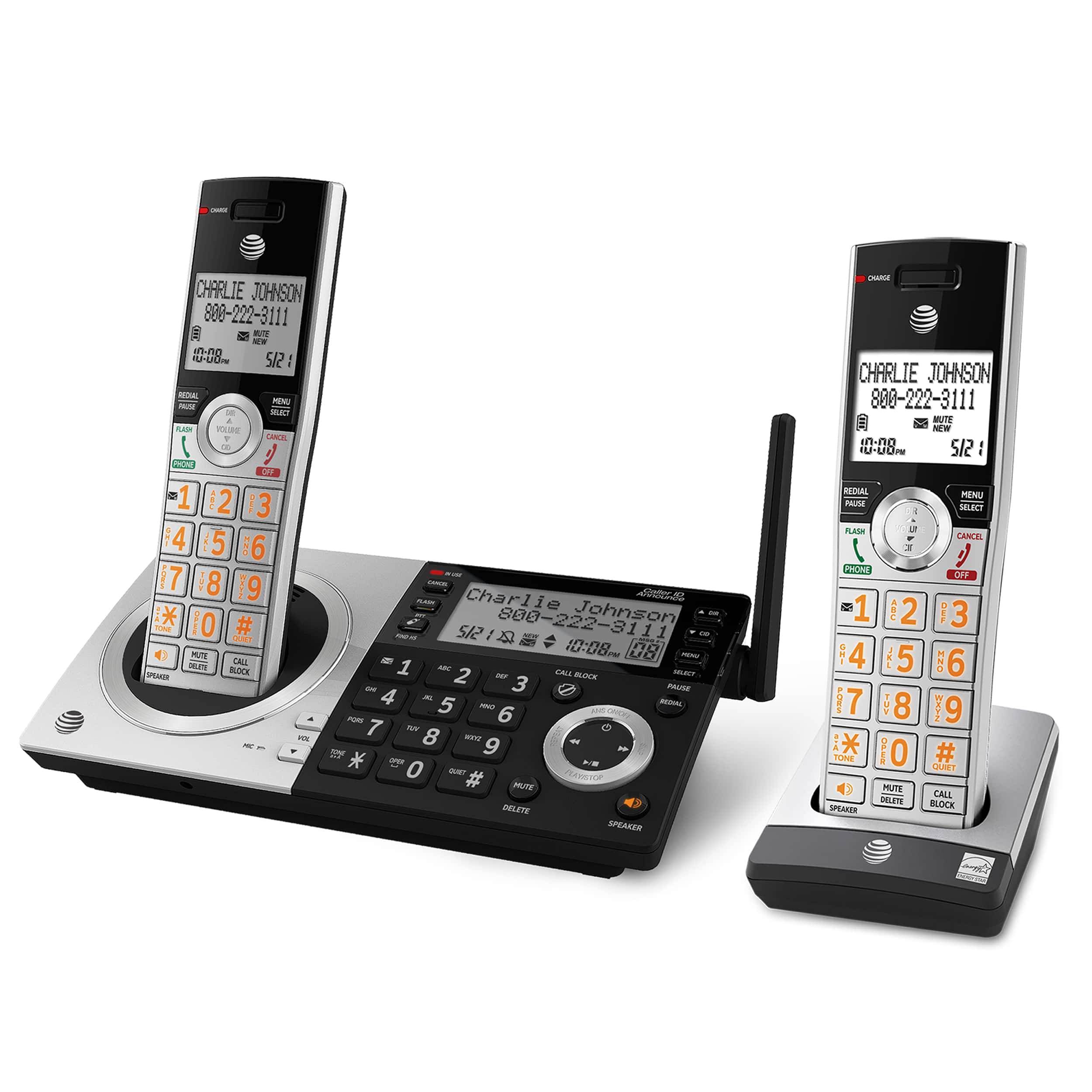 2 handset phone system with smart call blocker - view 2