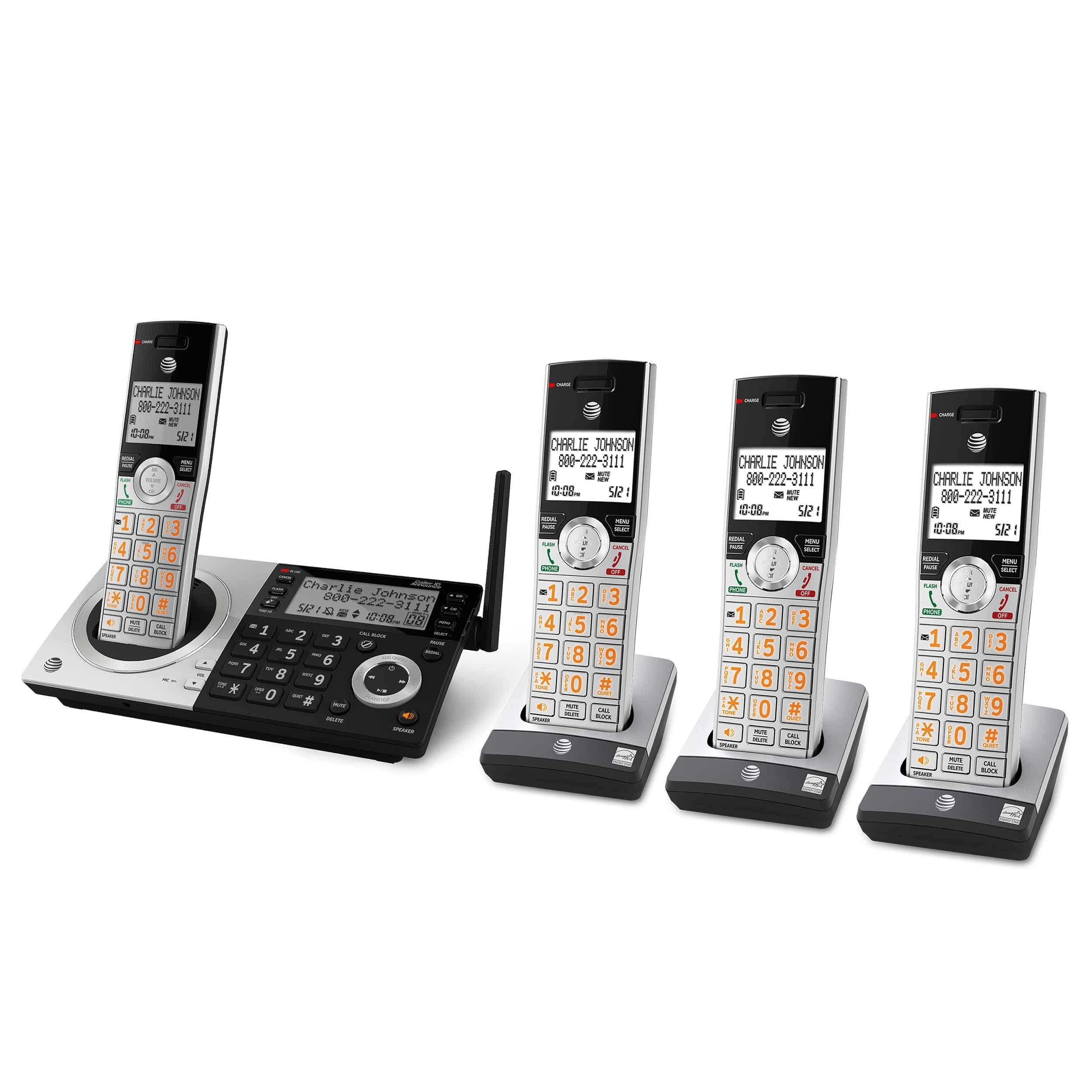 4 handset phone system with smart call blocker - view 3