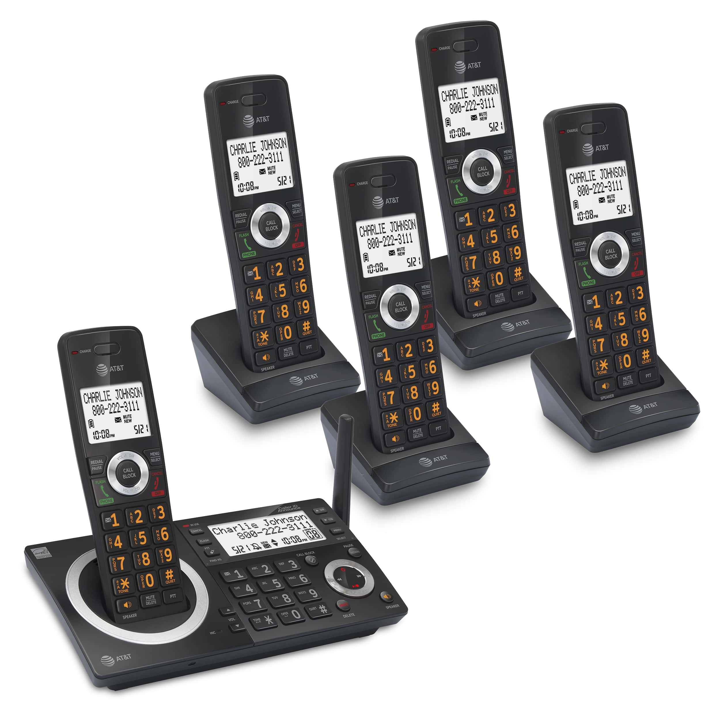 5-Handset Expandable Cordless Phone with Unsurpassed Range, Smart Call Blocker, Dual Keypad and Display, and Answering System - view 3