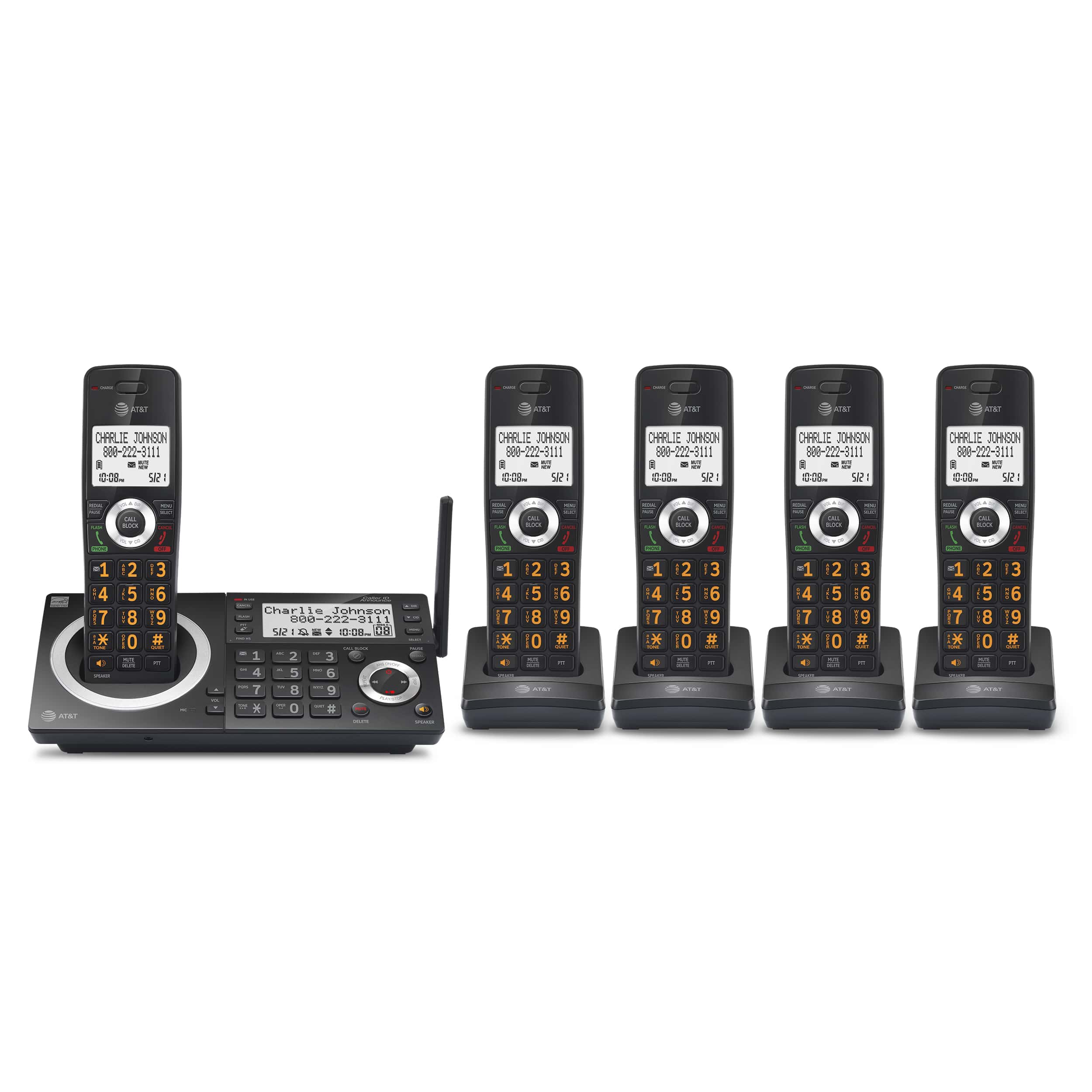 5-Handset Expandable Cordless Phone with Unsurpassed Range, Smart Call Blocker, Dual Keypad and Display, and Answering System - view 1