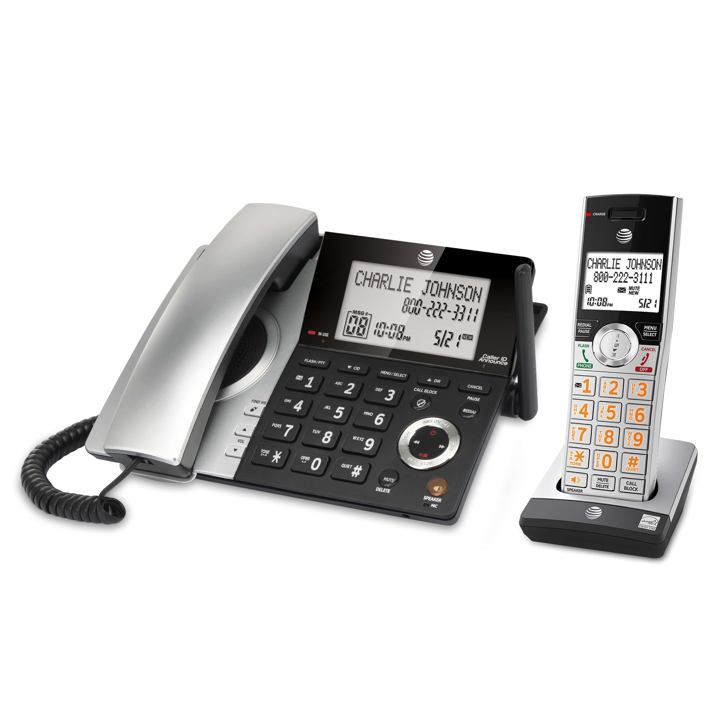 Corded/cordless answering system with smart call blocker - view 2