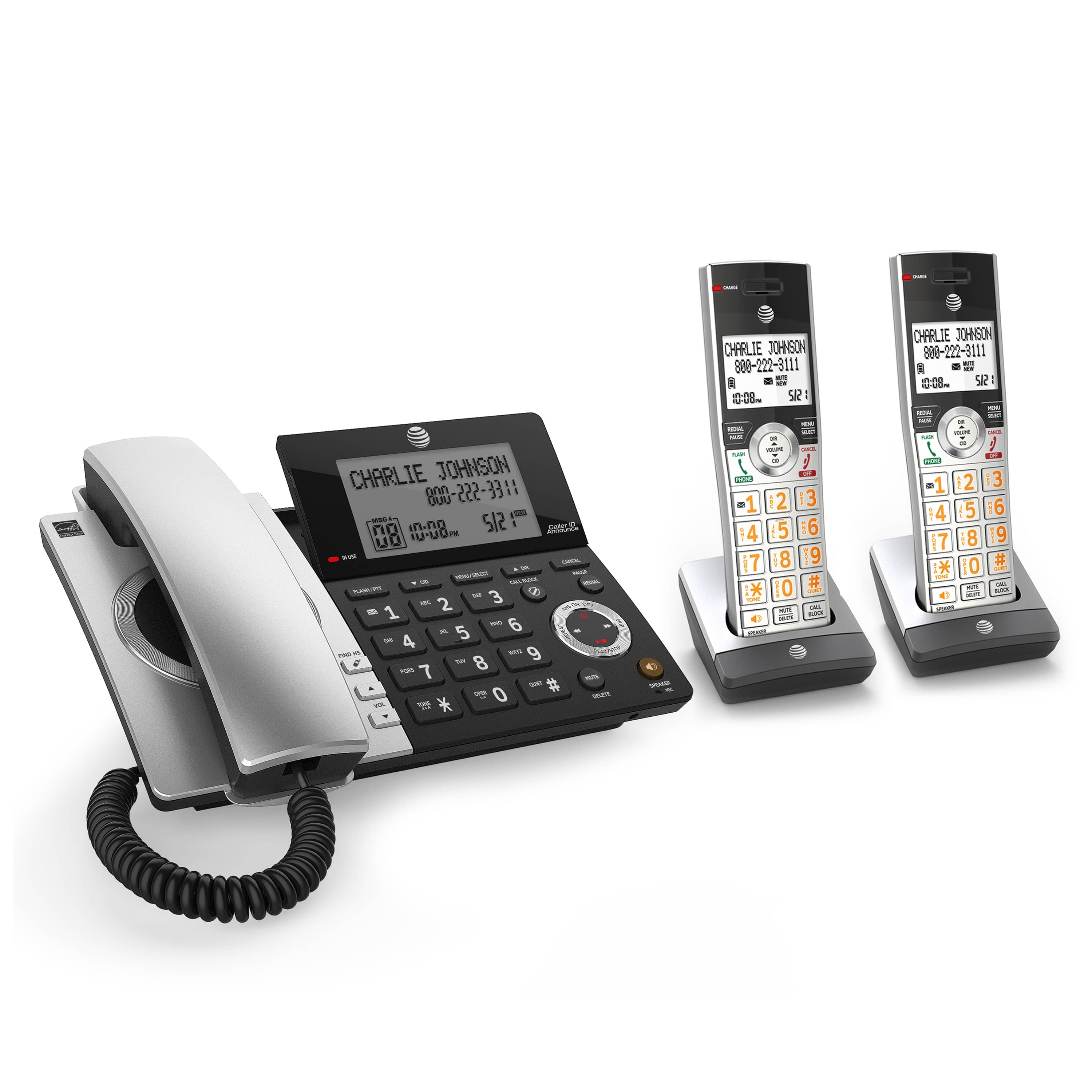 2 handset corded/cordless phone system with smart call blocker - view 2
