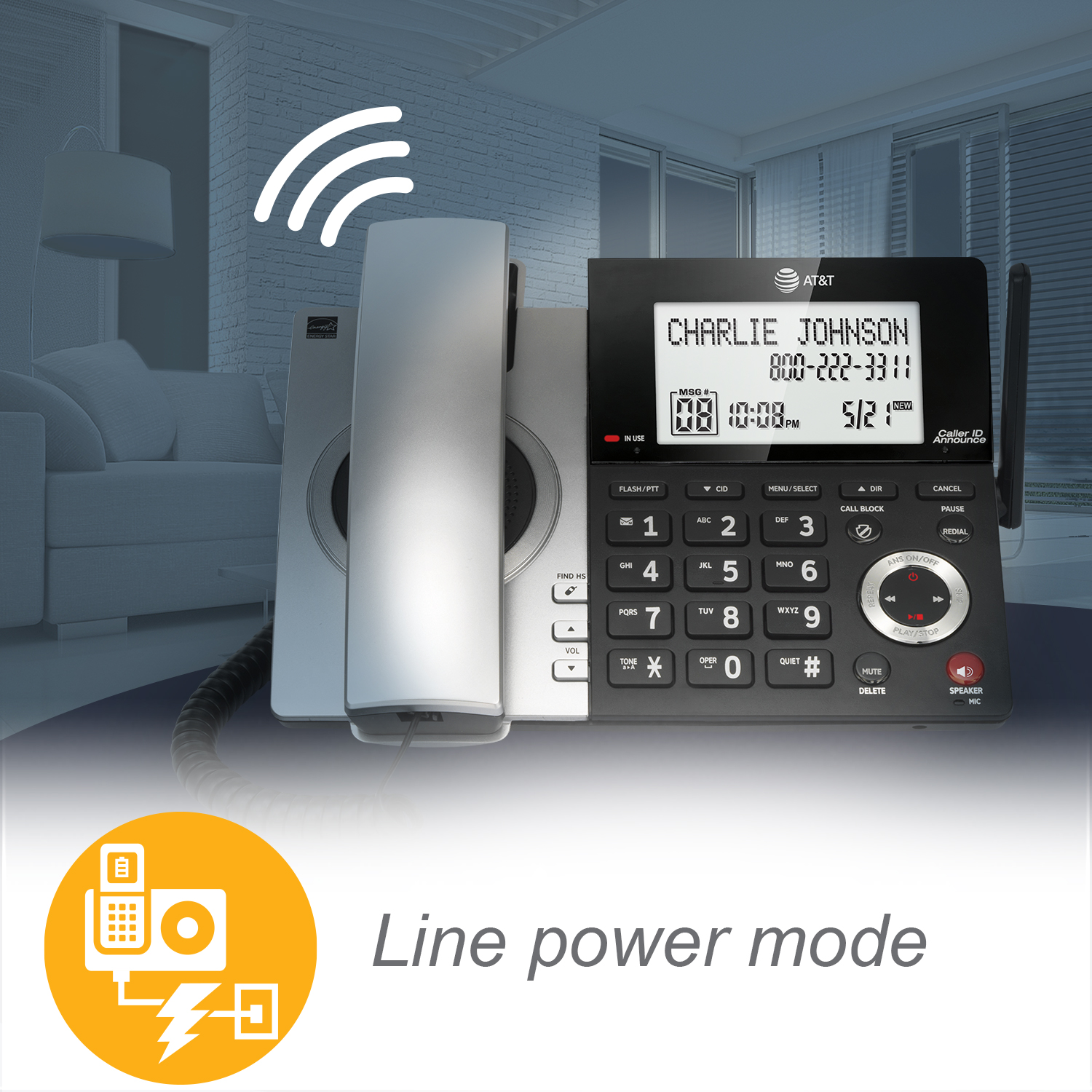 Corded/cordless answering system with smart call blocker - view 6