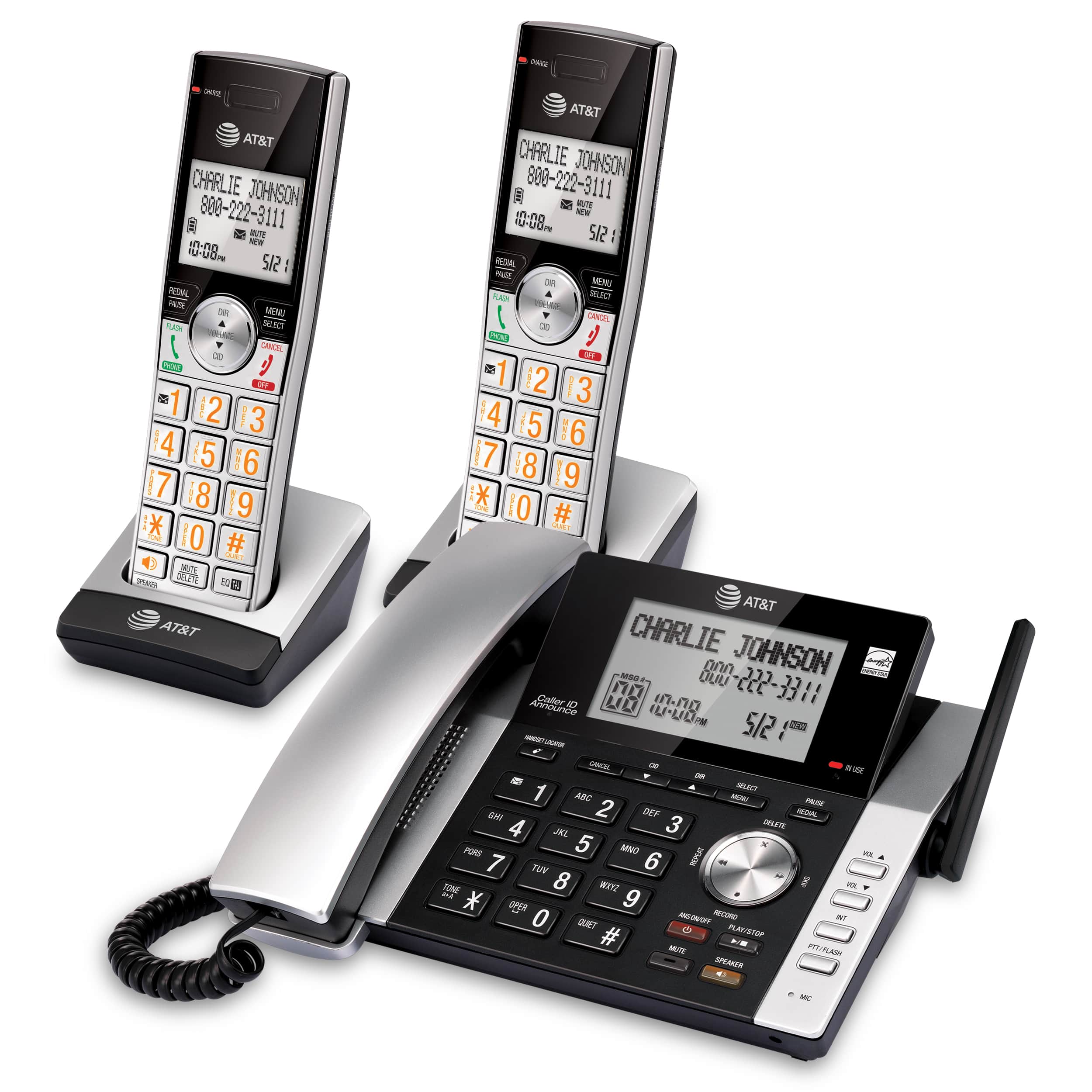 2 handset corded/cordless answering system with caller ID/call waiting - view 2