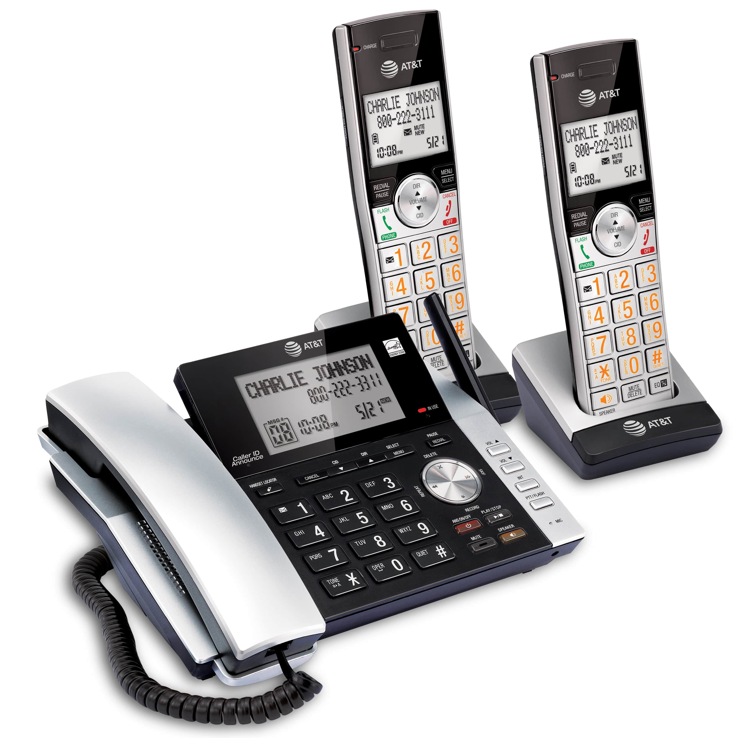 2 handset corded/cordless answering system with caller ID/call waiting - view 3