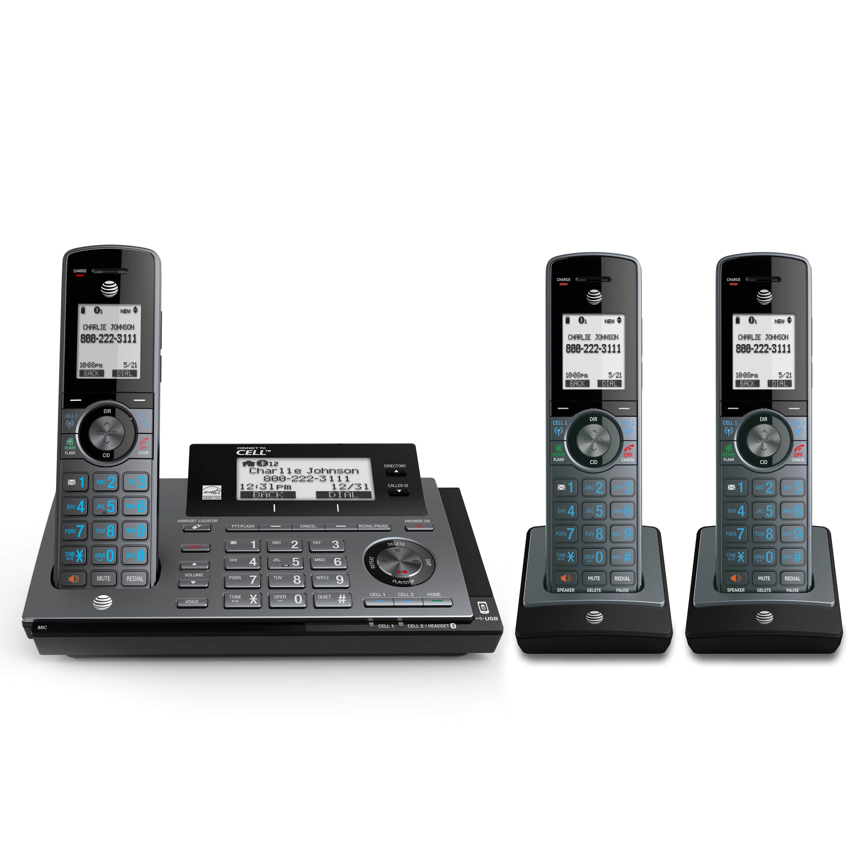 thumbnail image 2 of AT&T 3-Handset Cordless Phone With Bluetooth Connect To Cell & Call Blocker 2 of 10