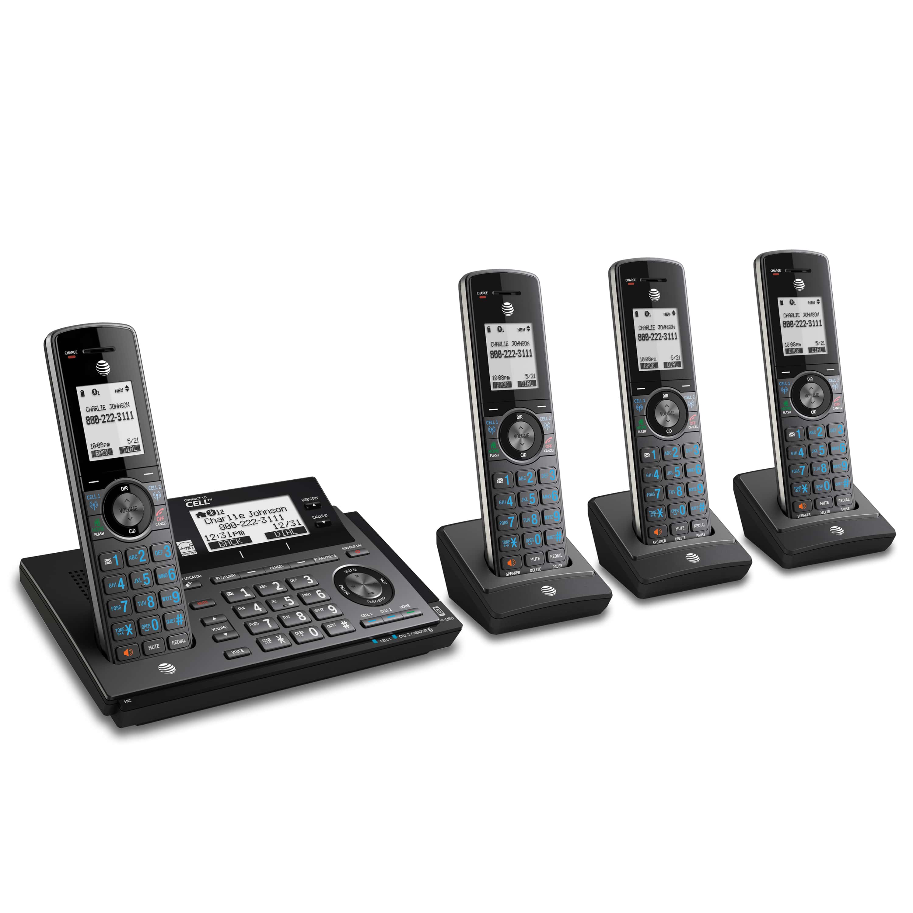 4 handset Connect to Cell™ phone system with smart call blocker - view 3