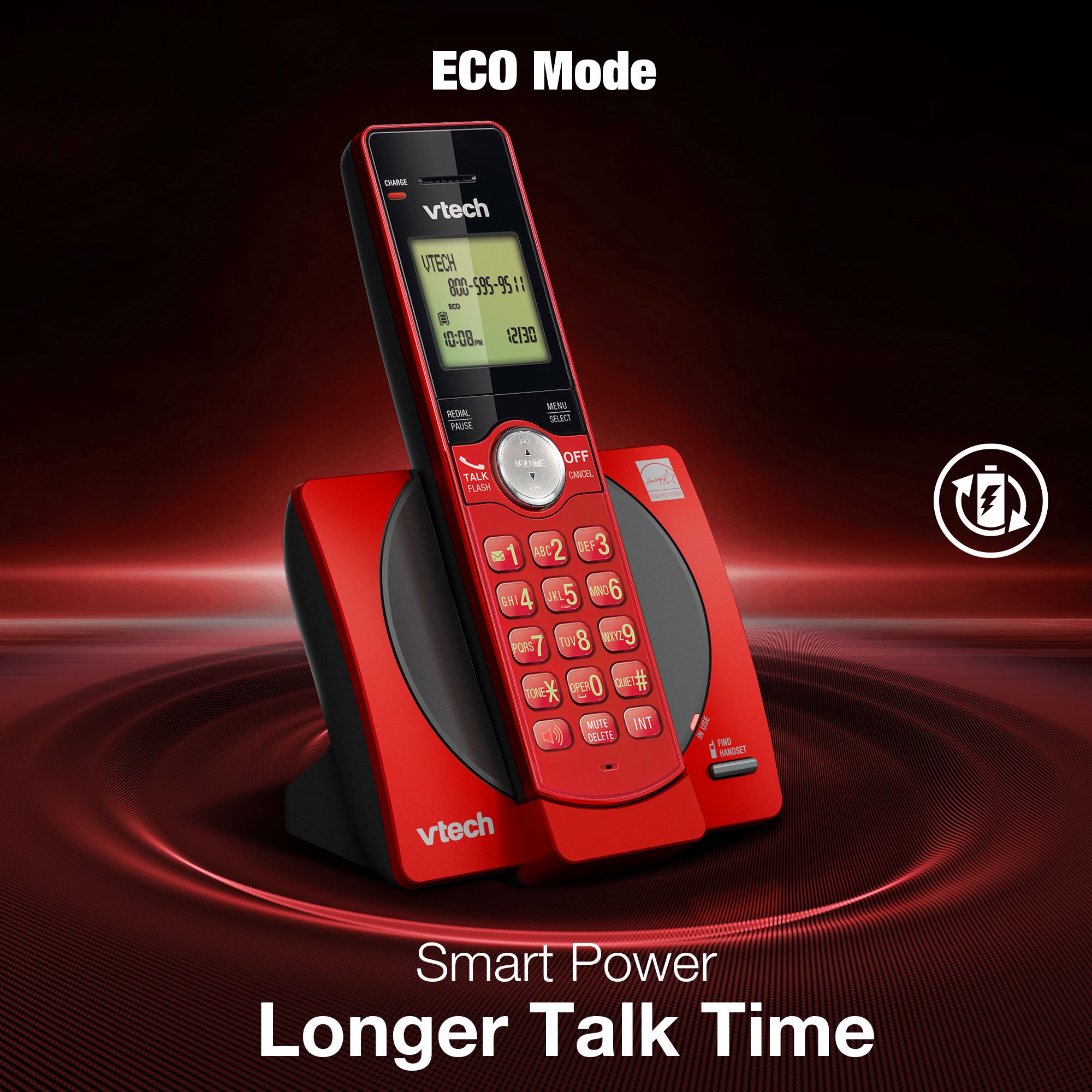 VTech 2-Handset Cordless Phone for Home with Caller ID/Call Waiting, Landline Phones, Illuminated Keypad, Full Duplex Speakerphone, ECO & Quiet Mode, Wall Mount - view 6