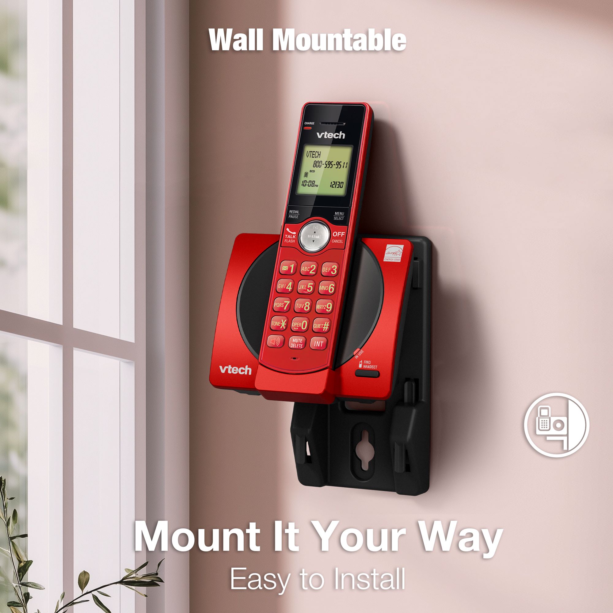 VTech 2-Handset Cordless Phone for Home with Caller ID/Call Waiting, Landline Phones, Illuminated Keypad, Full Duplex Speakerphone, ECO & Quiet Mode, Wall Mount - view 8