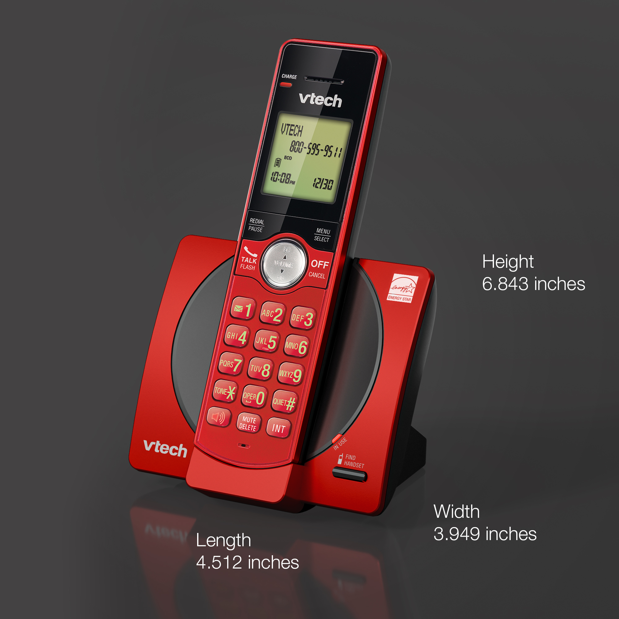 VTech 2-Handset Cordless Phone for Home with Caller ID/Call Waiting, Landline Phones, Illuminated Keypad, Full Duplex Speakerphone, ECO & Quiet Mode, Wall Mount - view 9